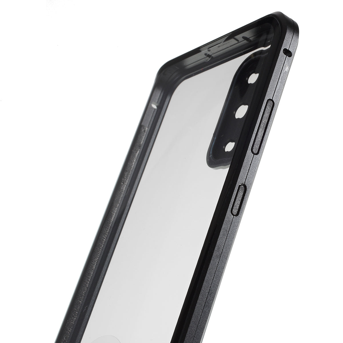 Magnetic Closure Tempered Glass Phone Case with Camera Covering for Samsung Galaxy S20 Plus - Black