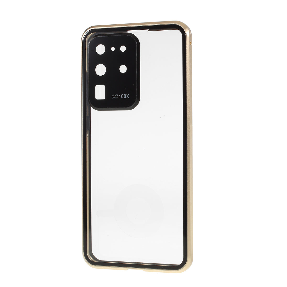 All-surrounding Magnetic Closure Tempered Glass Phone Case with Camera Covering for Samsung Galaxy S20 Ultra - Gold