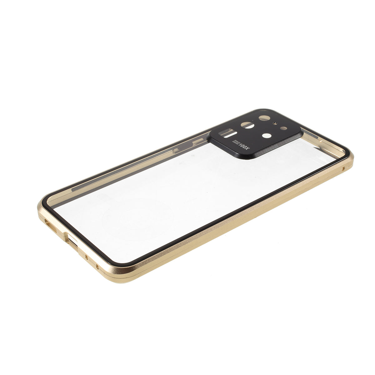 All-surrounding Magnetic Closure Tempered Glass Phone Case with Camera Covering for Samsung Galaxy S20 Ultra - Gold