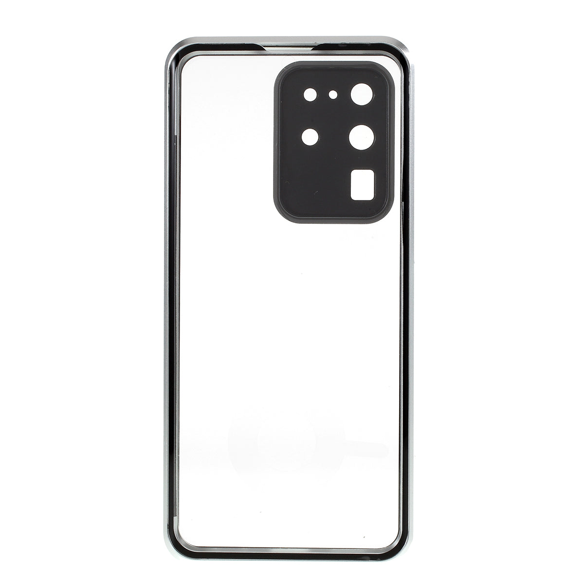 All-surrounding Magnetic Closure Tempered Glass Phone Case with Camera Covering for Samsung Galaxy S20 Ultra - Silver