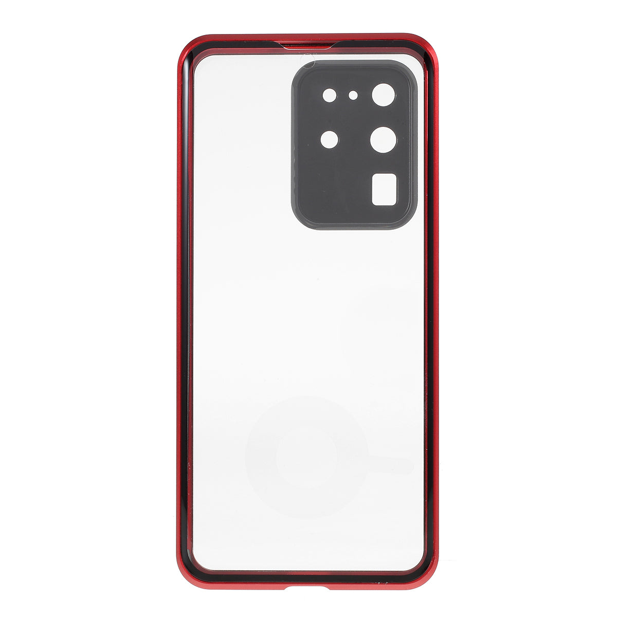 All-surrounding Magnetic Closure Tempered Glass Phone Case with Camera Covering for Samsung Galaxy S20 Ultra - Red