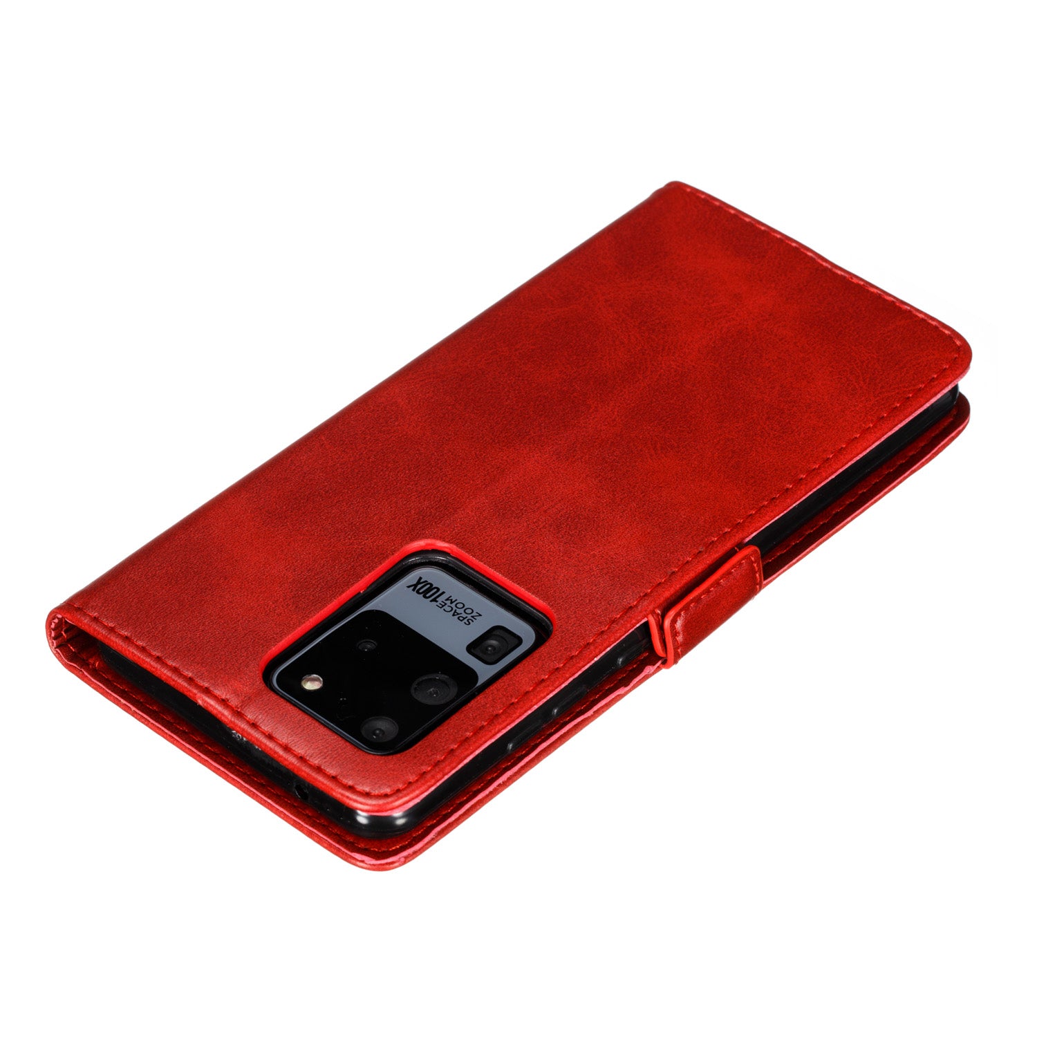 Wallet Leather Stand Phone Cover with Lanyard for Samsung Galaxy S20 Ultra - Red