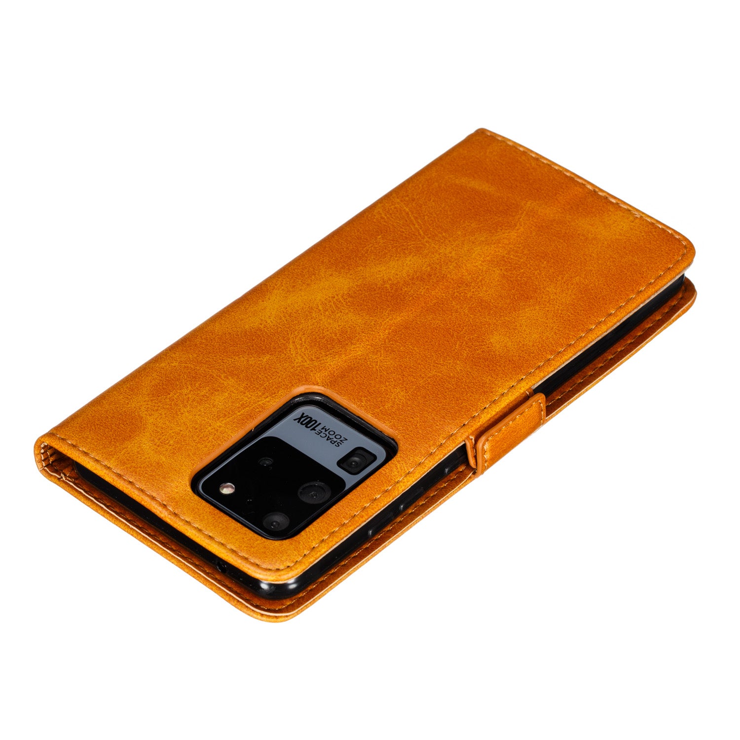 Wallet Leather Stand Phone Cover with Lanyard for Samsung Galaxy S20 Ultra - Brown