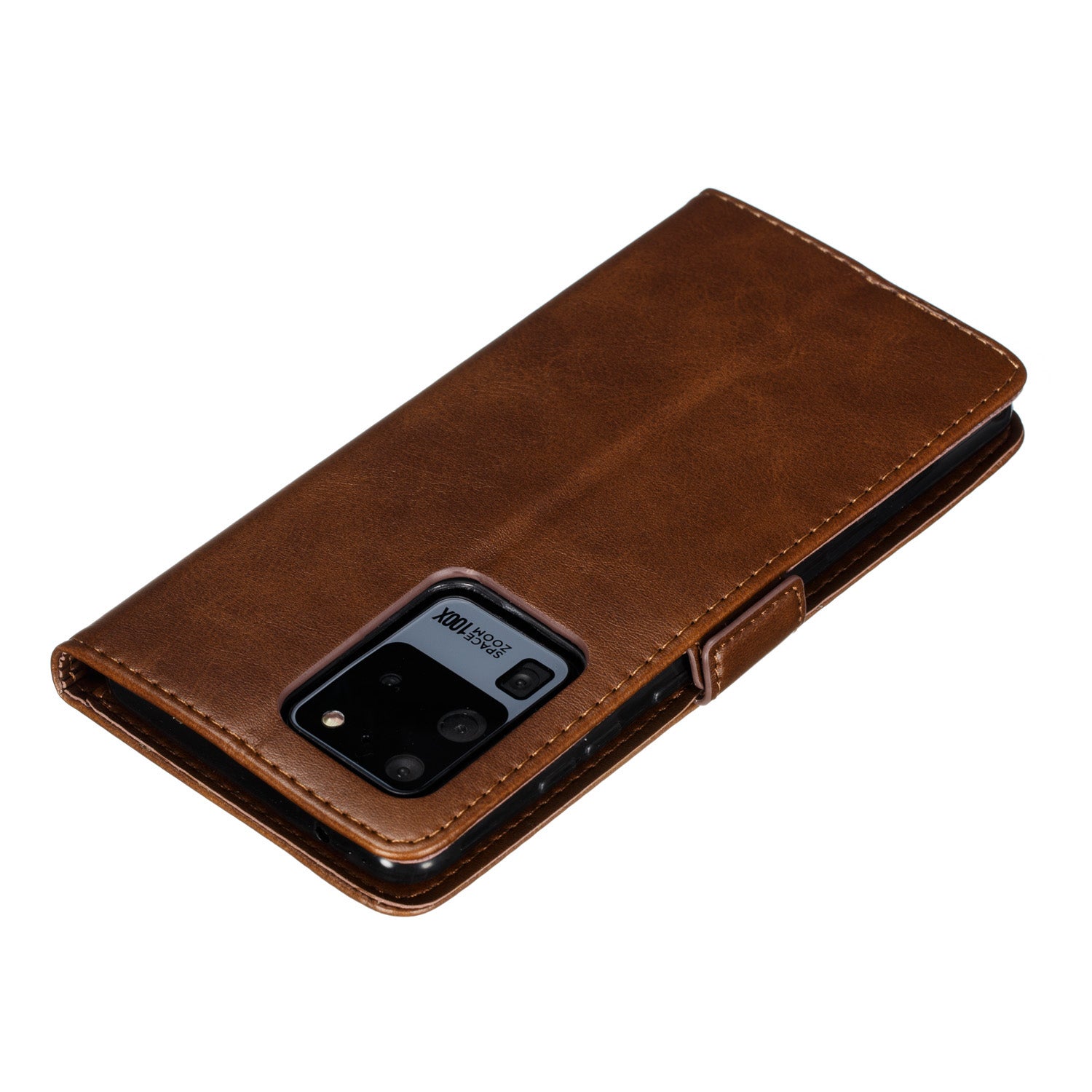 Wallet Leather Stand Phone Cover with Lanyard for Samsung Galaxy S20 Ultra - Coffee