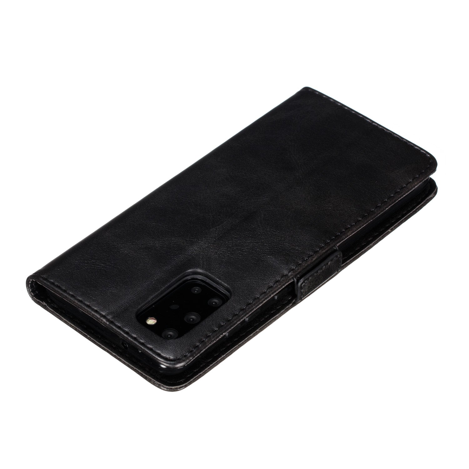 Wallet Leather Stand Phone Casing with Lanyard for Samsung Galaxy S20 Plus - Black