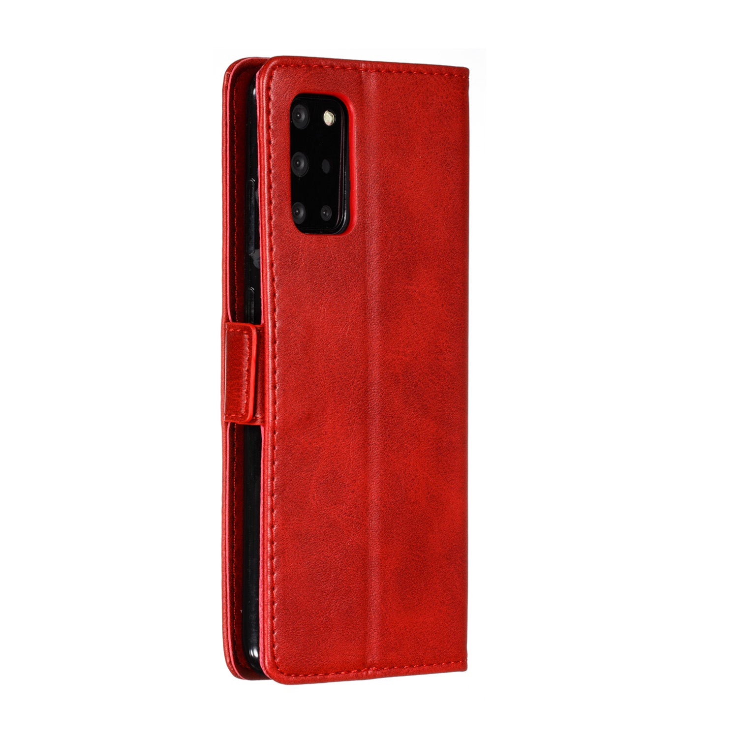 Wallet Leather Stand Phone Casing with Lanyard for Samsung Galaxy S20 Plus - Red