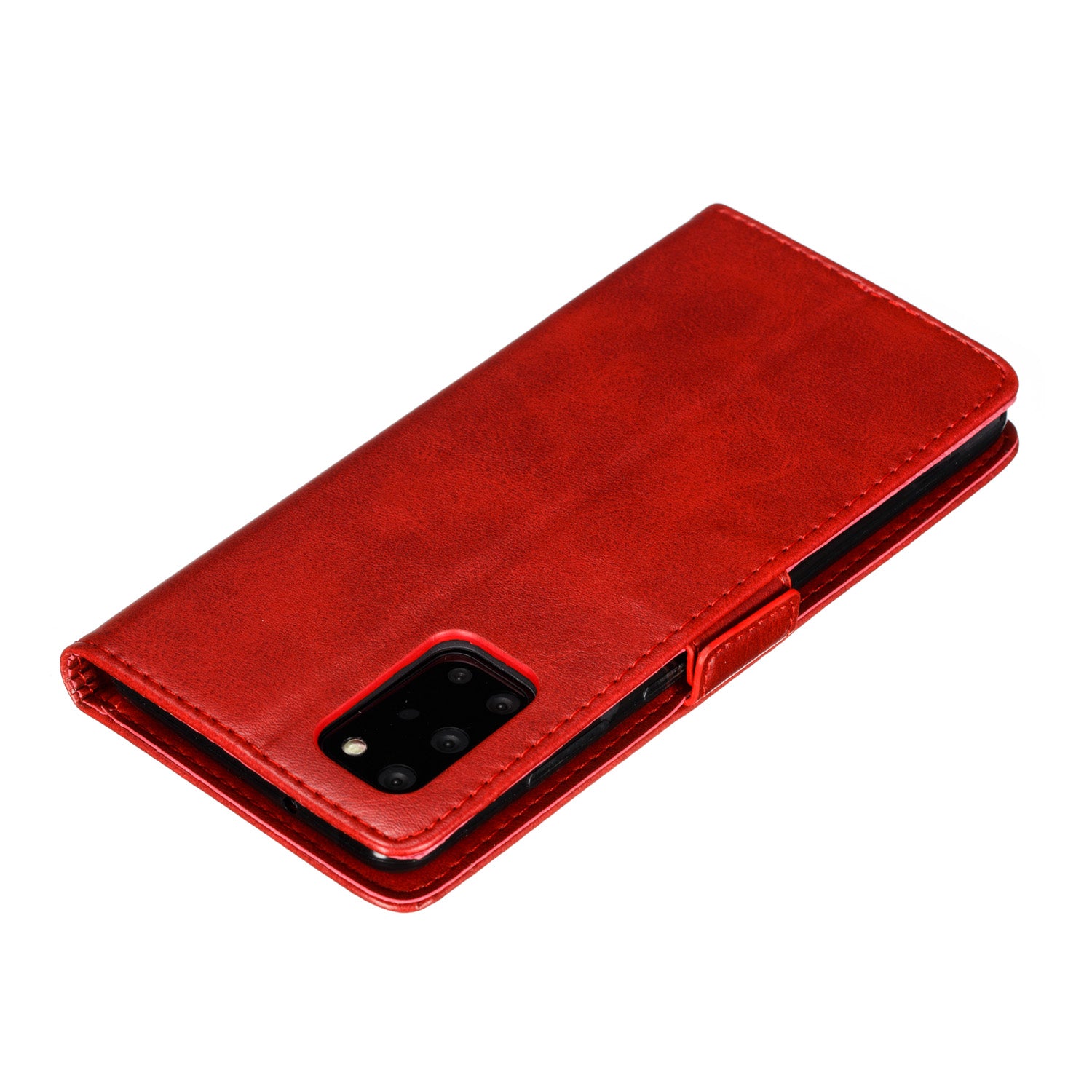 Wallet Leather Stand Phone Casing with Lanyard for Samsung Galaxy S20 Plus - Red