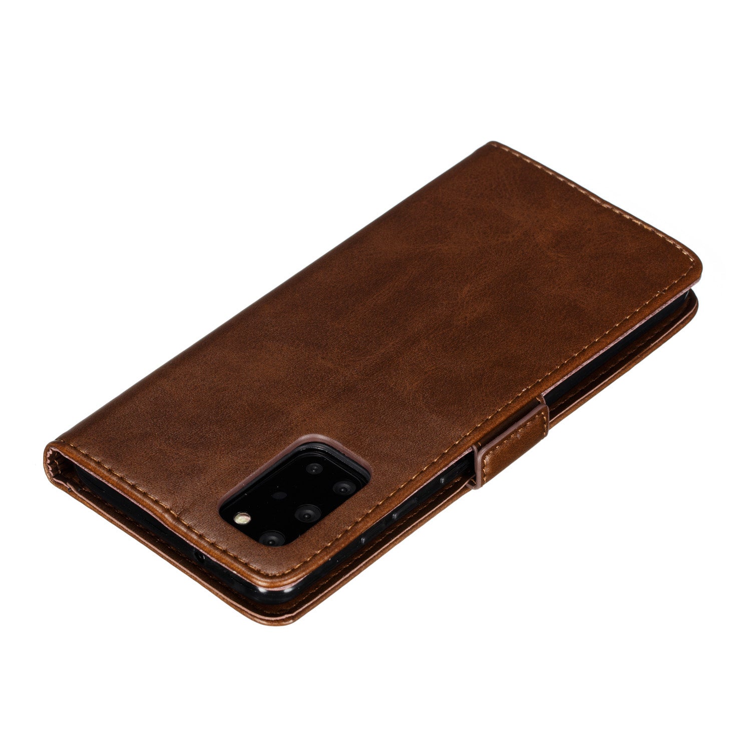 Wallet Leather Stand Phone Casing with Lanyard for Samsung Galaxy S20 Plus - Coffee