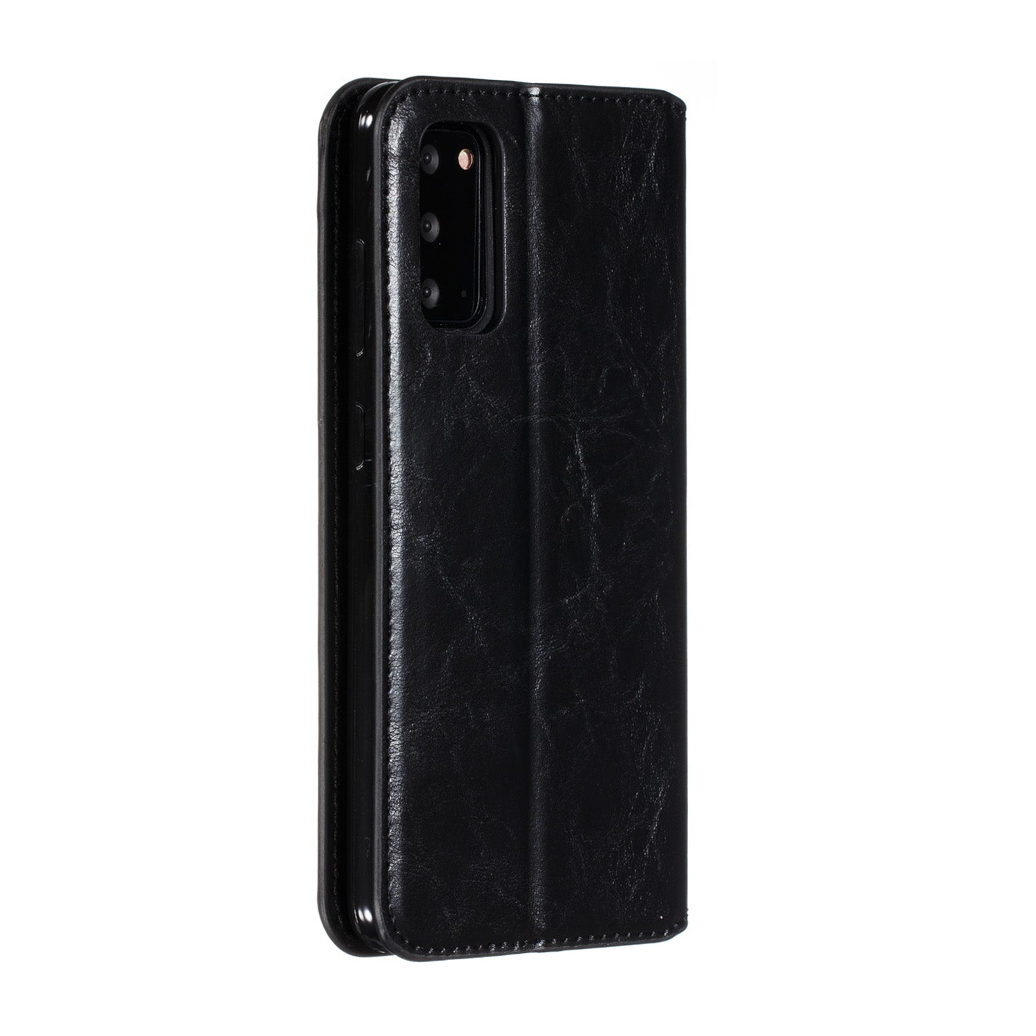 Crazy Horse Texture Leather Strong Magnetic Suction Phone Case for Samsung Galaxy S20 4G/S20 5G - Black