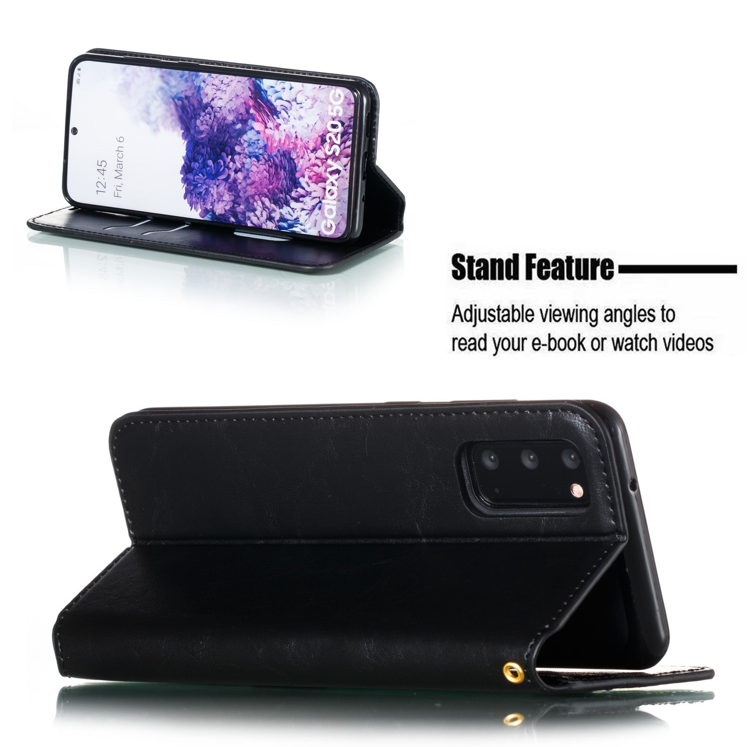 Crazy Horse Texture Leather Strong Magnetic Suction Phone Case for Samsung Galaxy S20 4G/S20 5G - Black