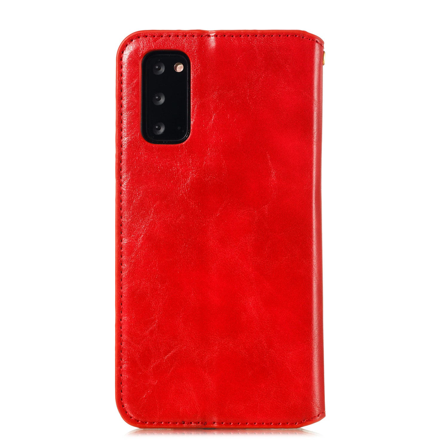 Crazy Horse Texture Leather Strong Magnetic Suction Phone Case for Samsung Galaxy S20 4G/S20 5G - Red