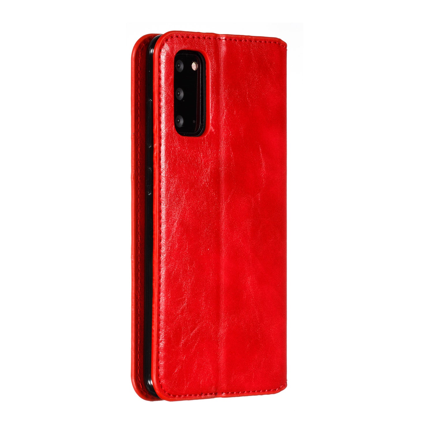 Crazy Horse Texture Leather Strong Magnetic Suction Phone Case for Samsung Galaxy S20 4G/S20 5G - Red