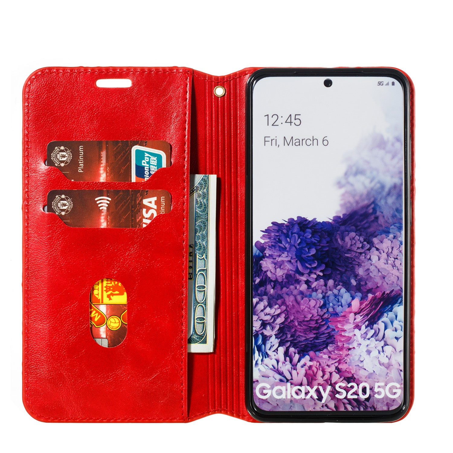 Crazy Horse Texture Leather Strong Magnetic Suction Phone Case for Samsung Galaxy S20 4G/S20 5G - Red