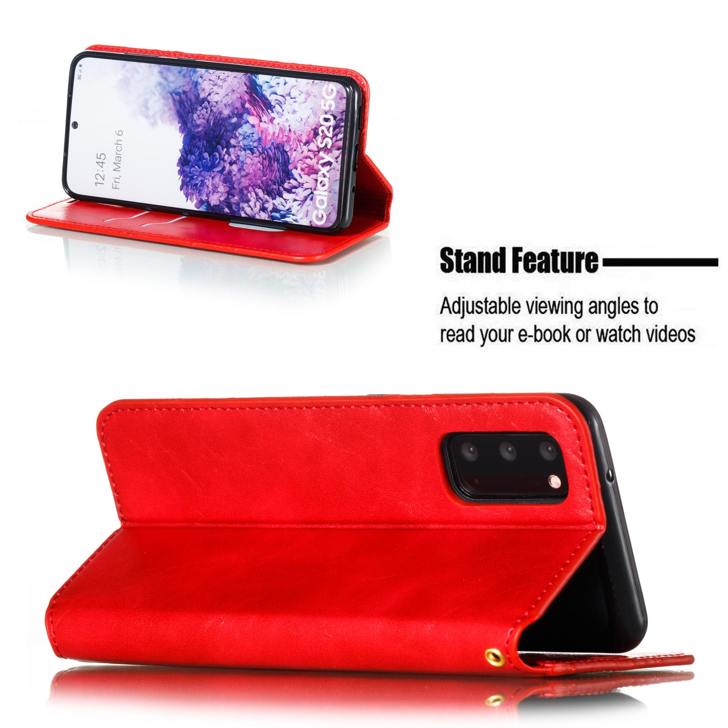 Crazy Horse Texture Leather Strong Magnetic Suction Phone Case for Samsung Galaxy S20 4G/S20 5G - Red