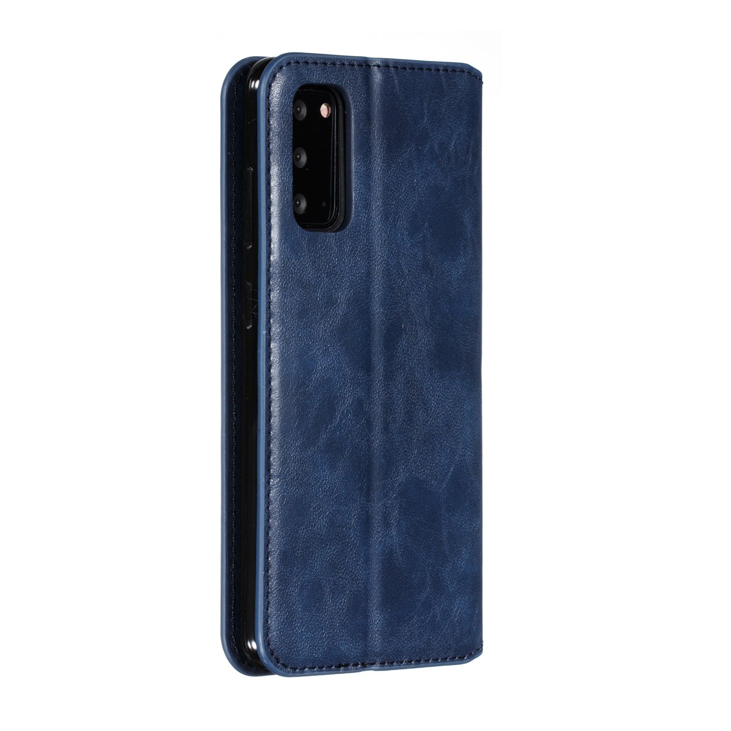 Crazy Horse Texture Leather Strong Magnetic Suction Phone Case for Samsung Galaxy S20 4G/S20 5G - Blue