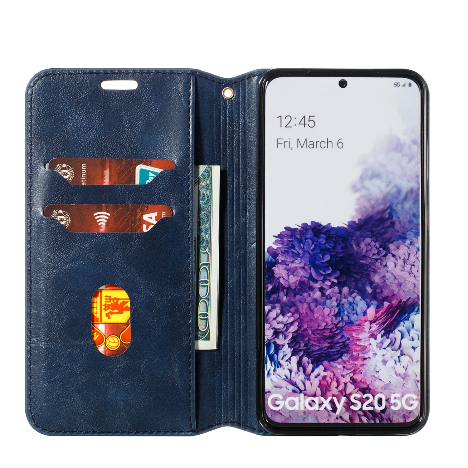 Crazy Horse Texture Leather Strong Magnetic Suction Phone Case for Samsung Galaxy S20 4G/S20 5G - Blue