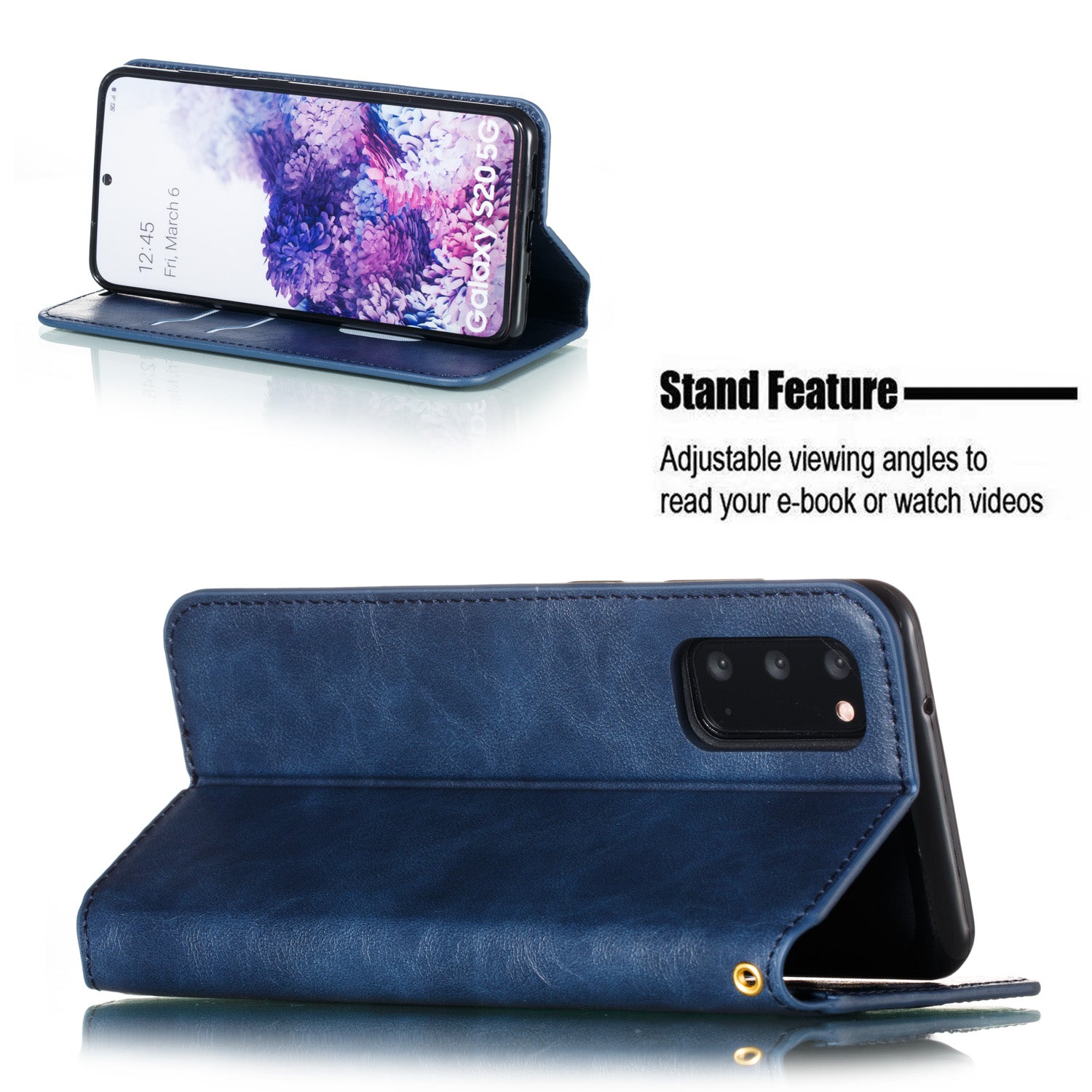 Crazy Horse Texture Leather Strong Magnetic Suction Phone Case for Samsung Galaxy S20 4G/S20 5G - Blue