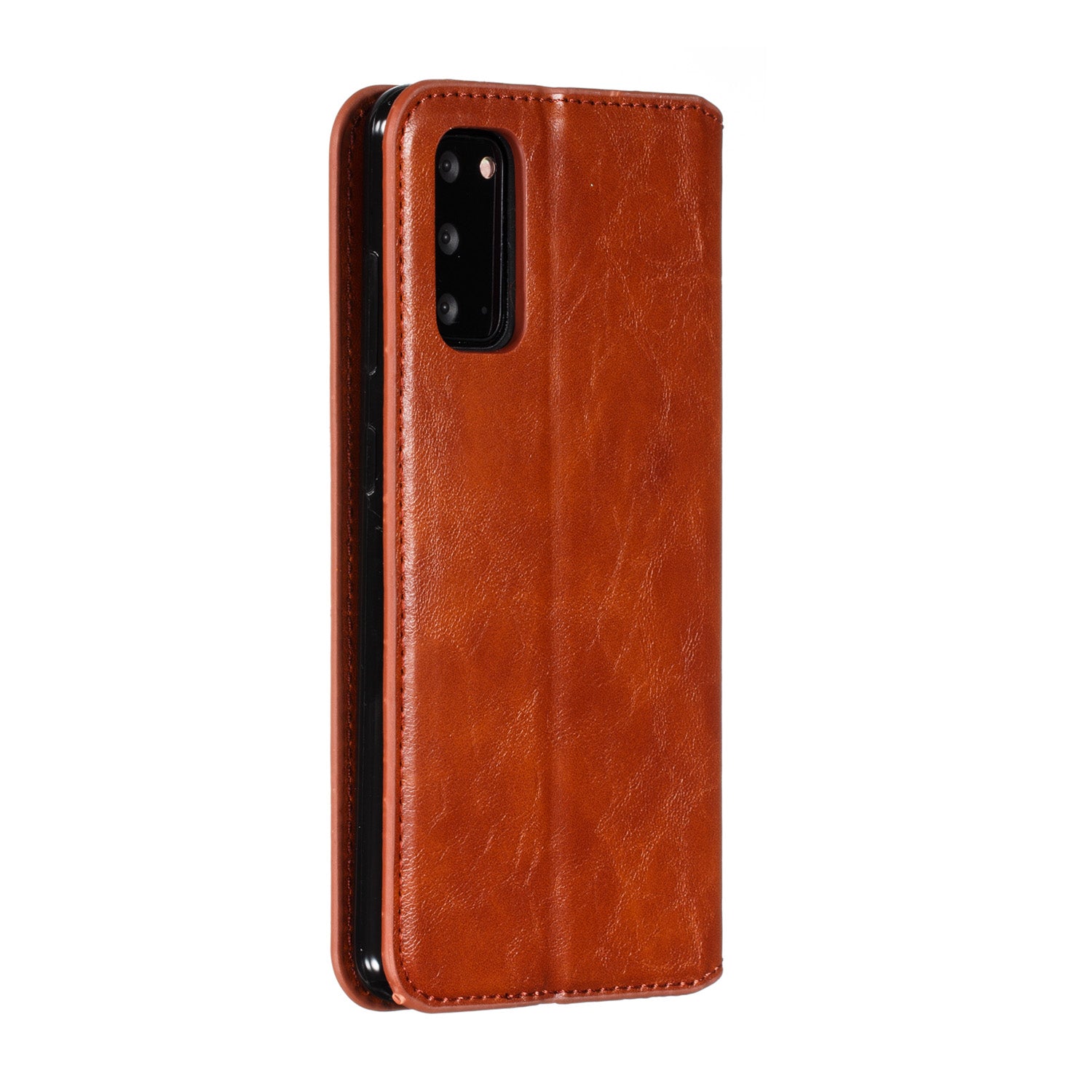 Crazy Horse Texture Leather Strong Magnetic Suction Phone Case for Samsung Galaxy S20 4G/S20 5G - Brown