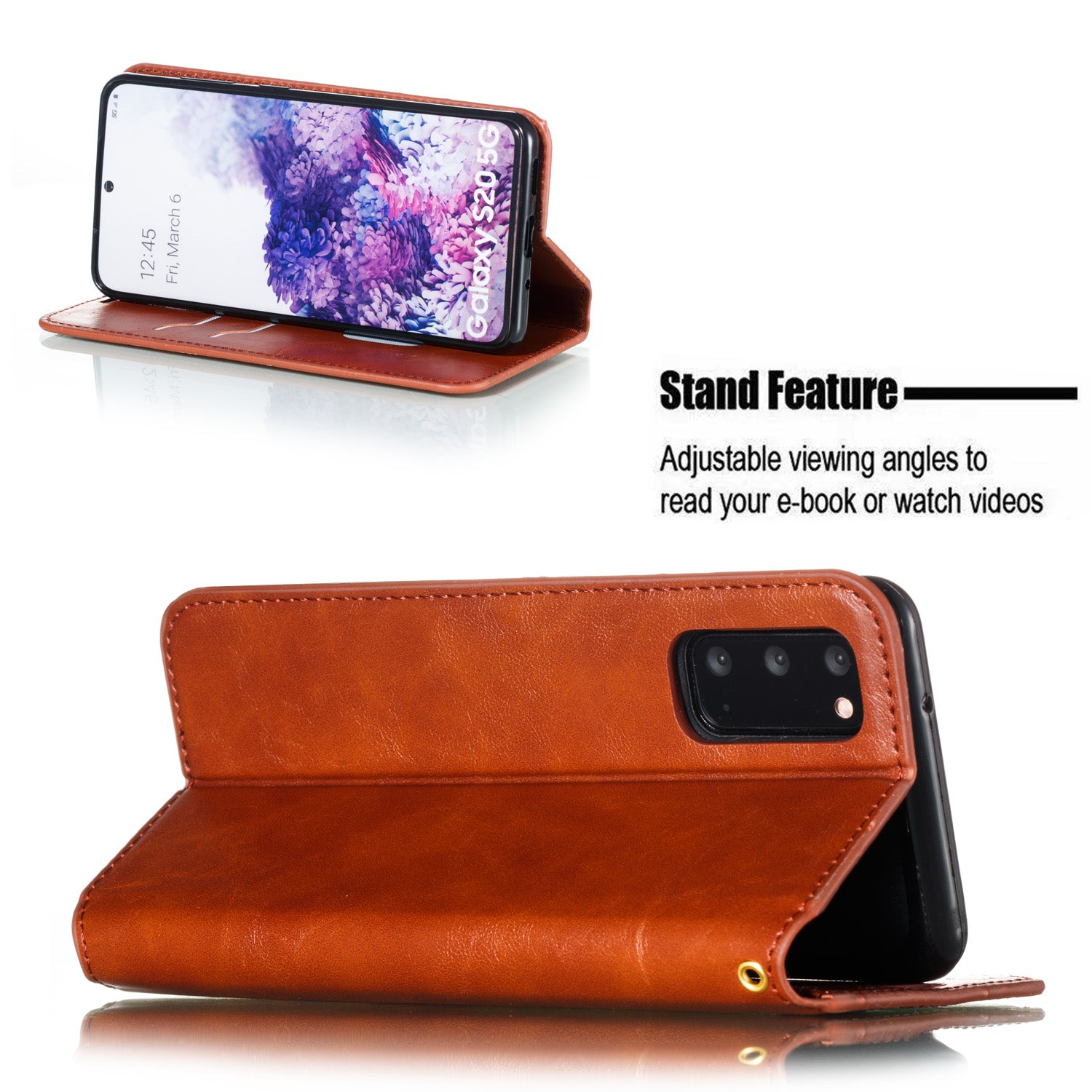 Crazy Horse Texture Leather Strong Magnetic Suction Phone Case for Samsung Galaxy S20 4G/S20 5G - Brown