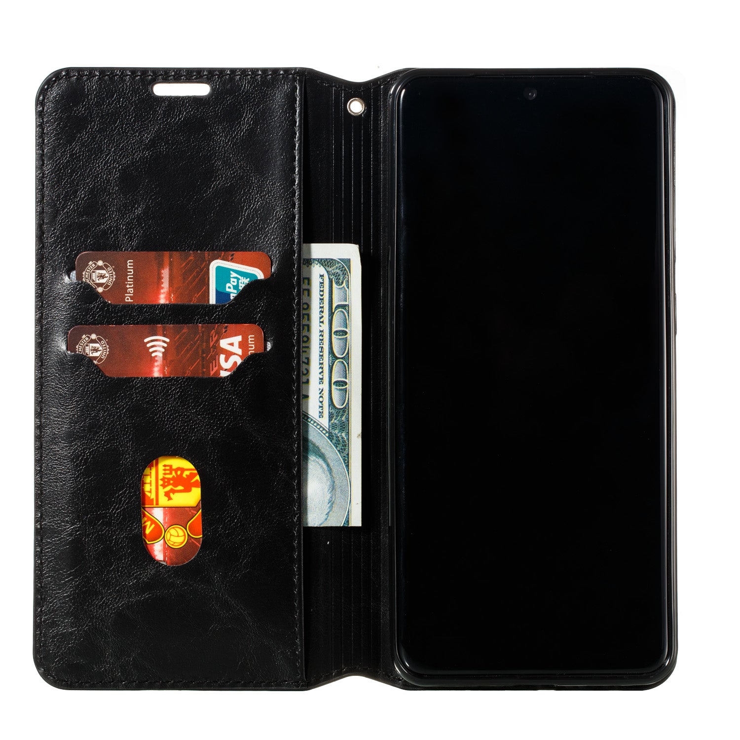 Auto-absorbed Crazy Horse Leather Wallet Stand Case for Samsung Galaxy S20 Ultra - Black