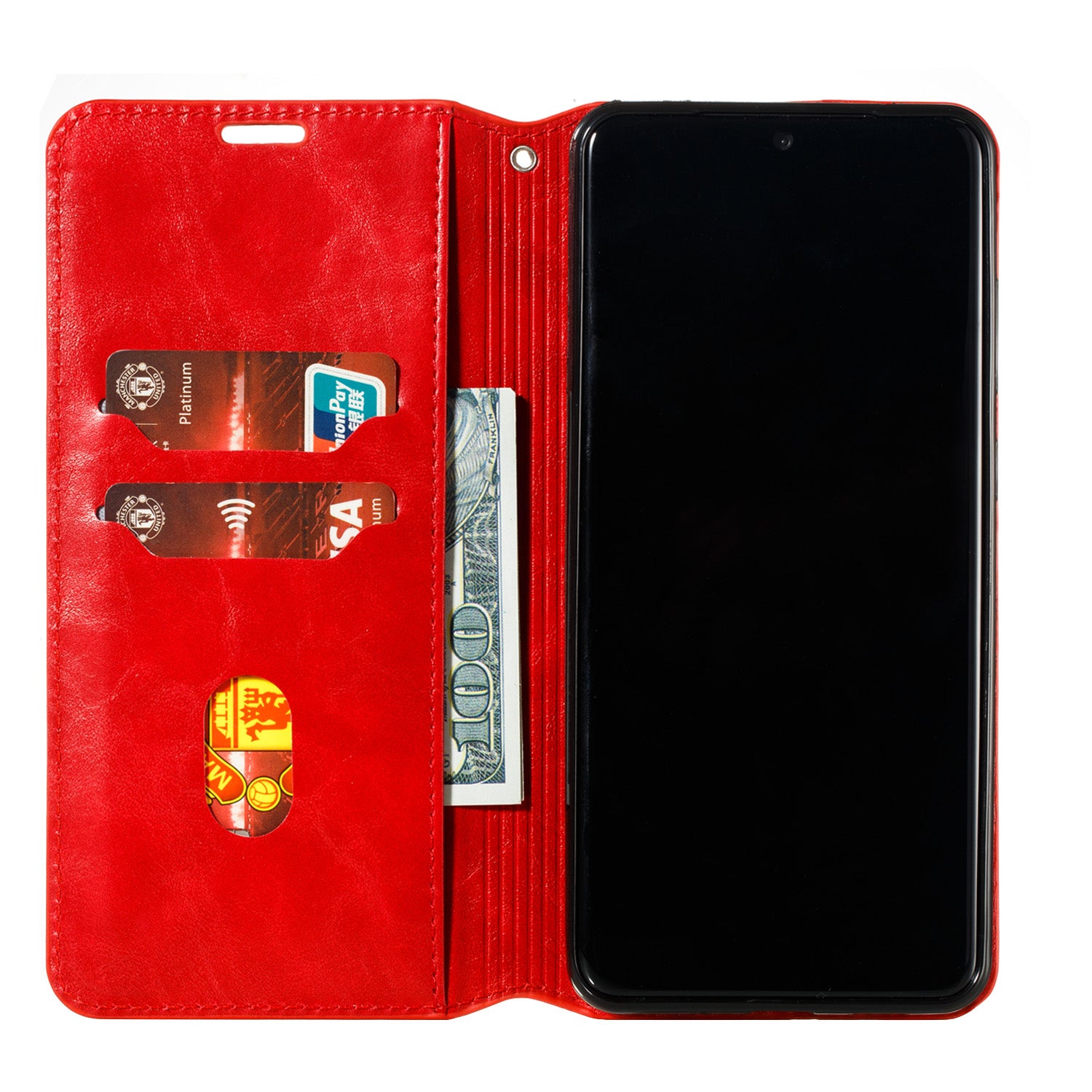 Auto-absorbed Crazy Horse Leather Wallet Stand Case for Samsung Galaxy S20 Ultra - Red