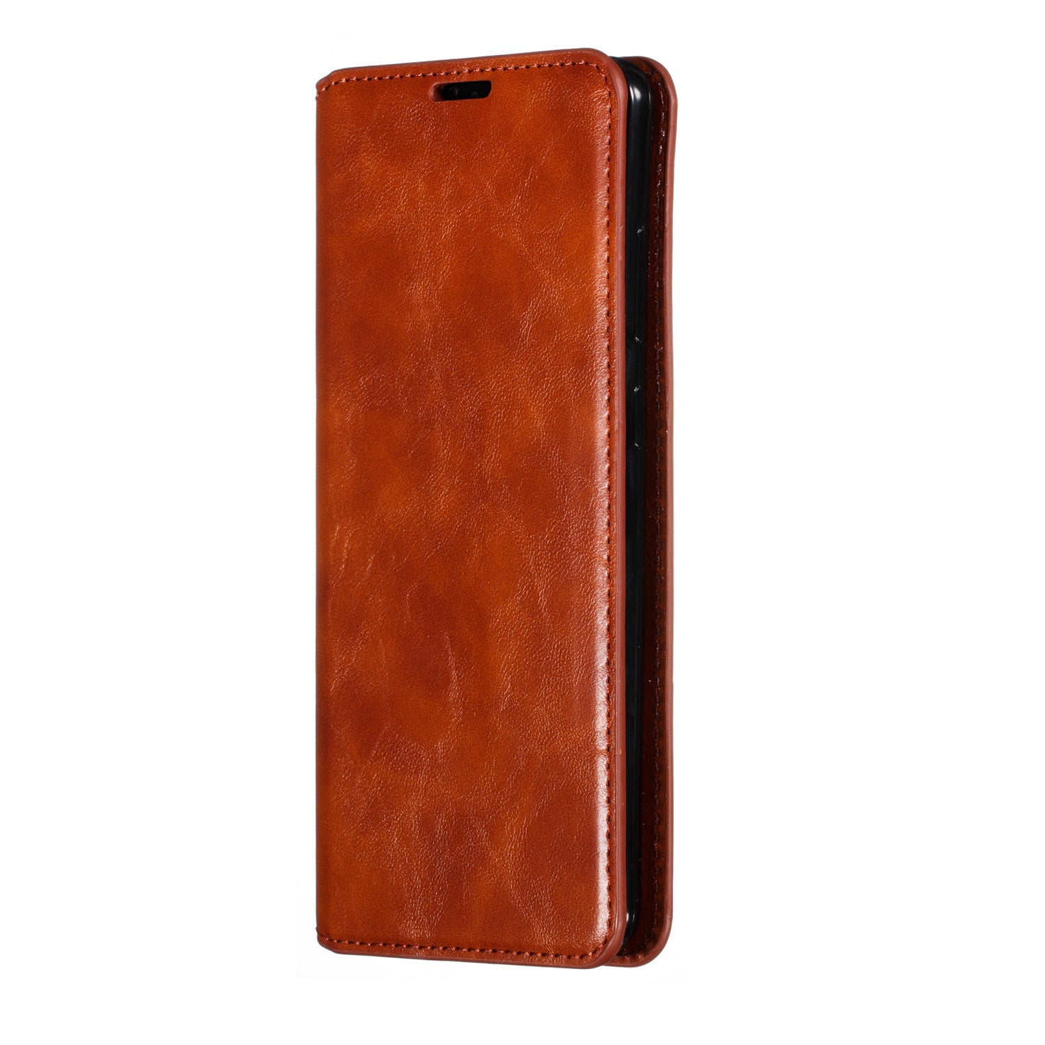 Auto-absorbed Crazy Horse Leather Wallet Stand Case for Samsung Galaxy S20 Ultra - Brown