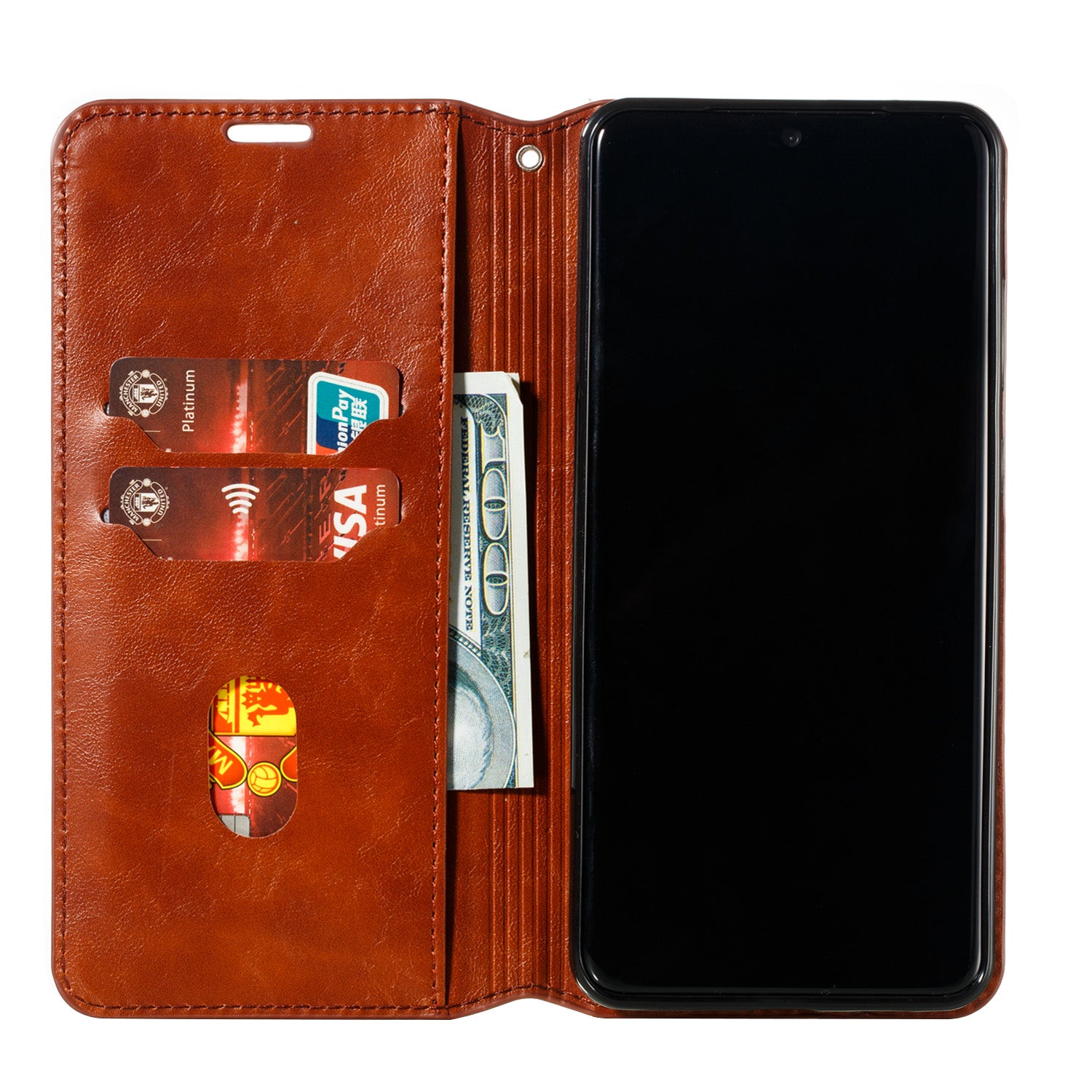 Auto-absorbed Crazy Horse Leather Wallet Stand Case for Samsung Galaxy S20 Ultra - Brown