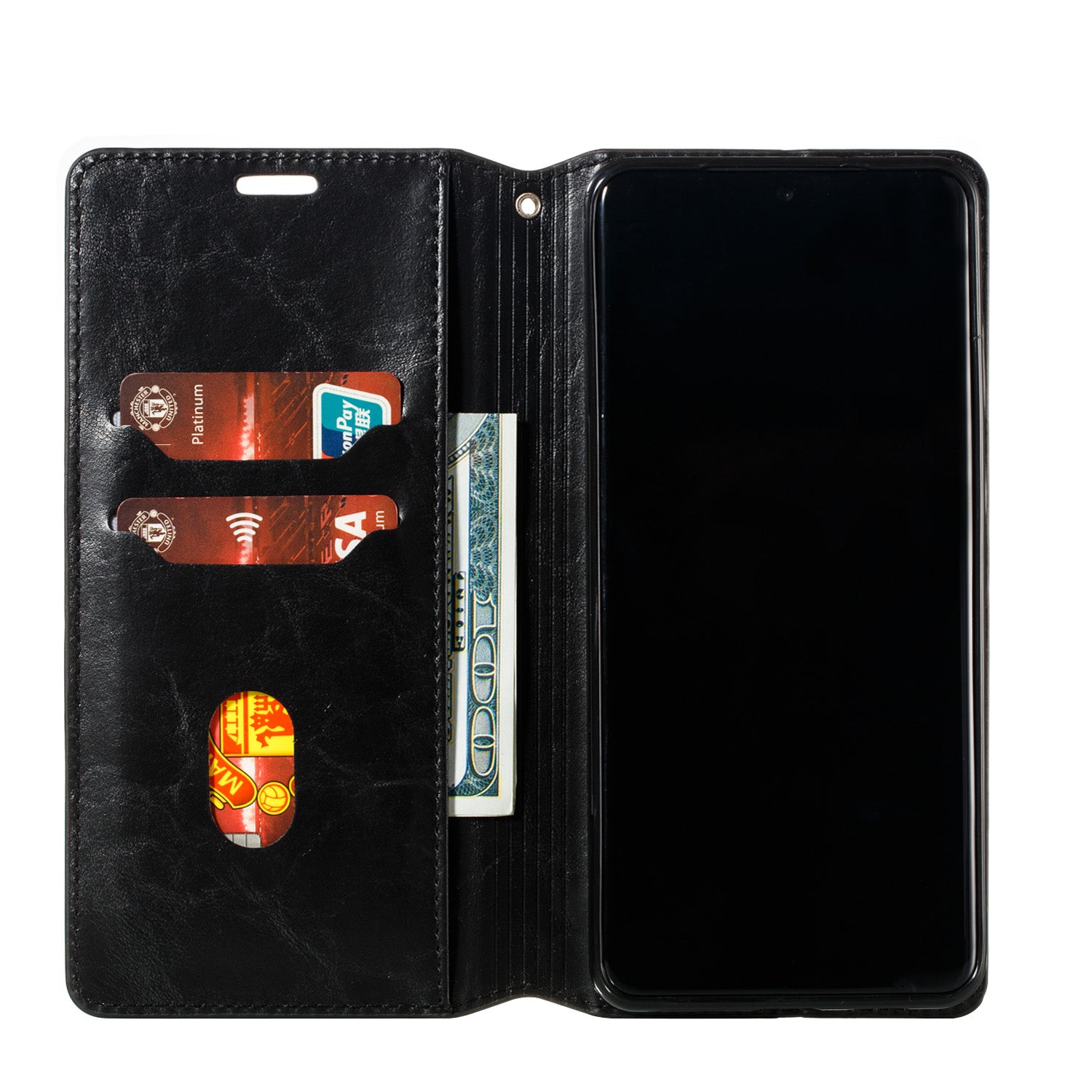 Crazy Horse Skin Leather Strong Magnetic Suction Case for Samsung Galaxy S20 Plus - Black