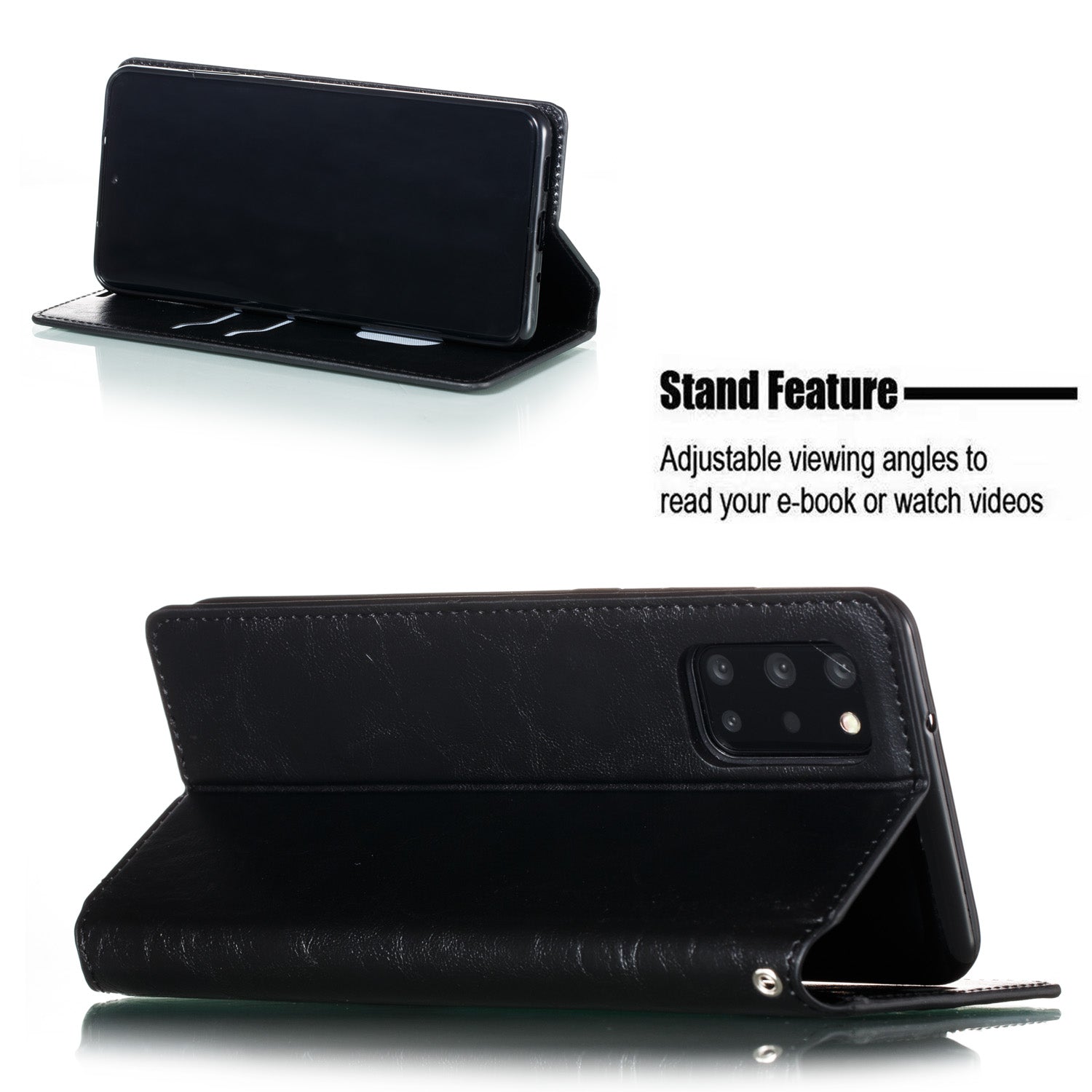 Crazy Horse Skin Leather Strong Magnetic Suction Case for Samsung Galaxy S20 Plus - Black