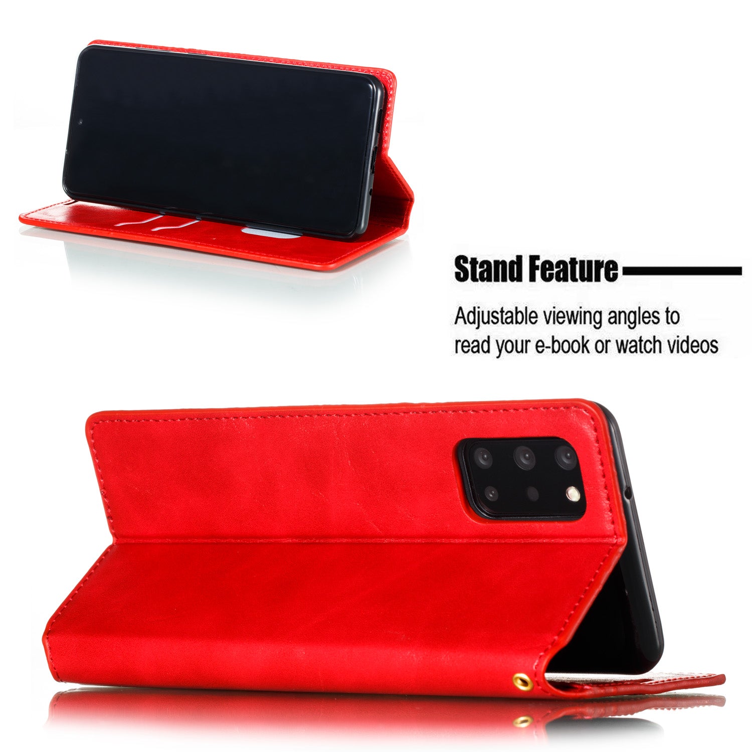 Crazy Horse Skin Leather Strong Magnetic Suction Case for Samsung Galaxy S20 Plus - Red