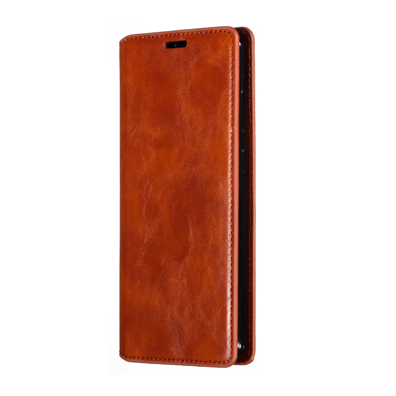 Crazy Horse Skin Leather Strong Magnetic Suction Case for Samsung Galaxy S20 Plus - Brown