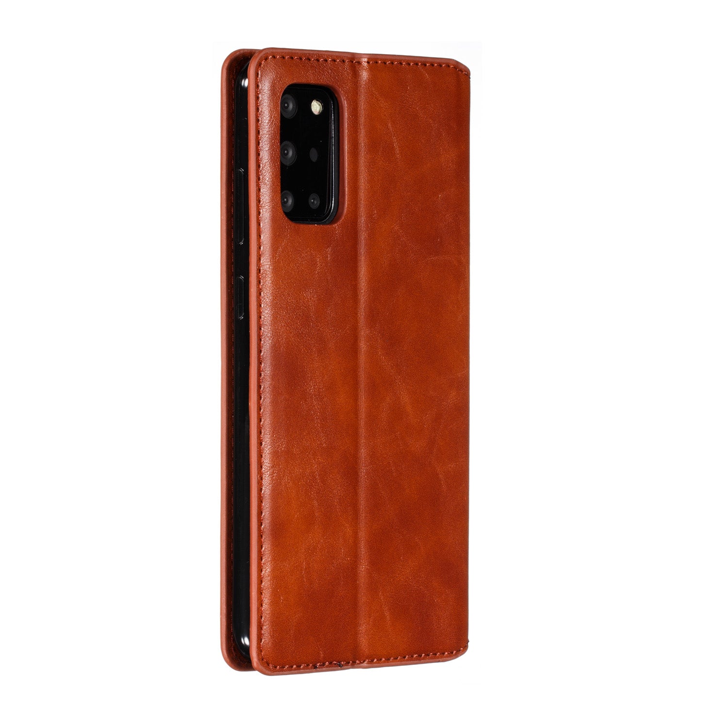 Crazy Horse Skin Leather Strong Magnetic Suction Case for Samsung Galaxy S20 Plus - Brown