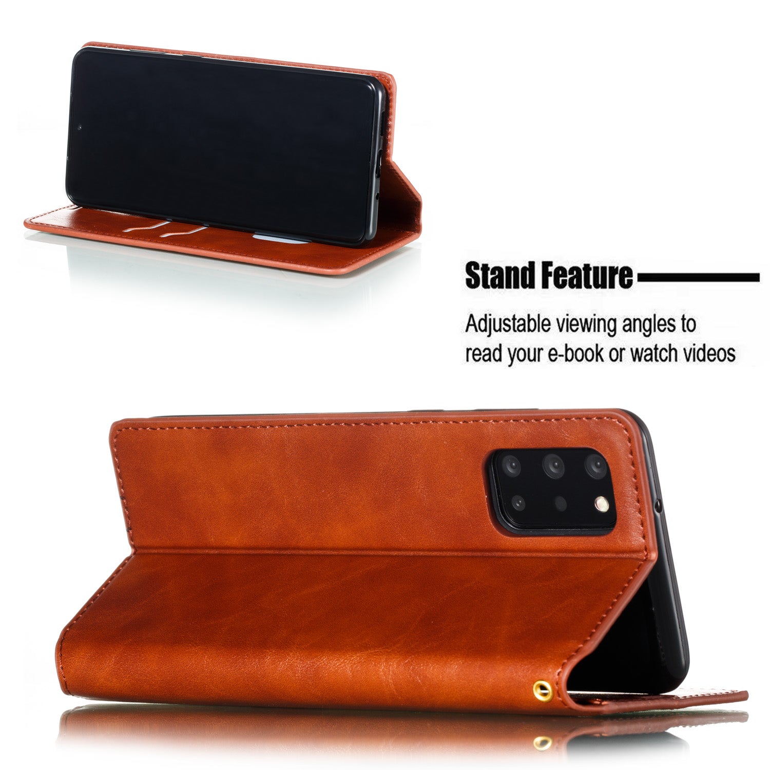 Crazy Horse Skin Leather Strong Magnetic Suction Case for Samsung Galaxy S20 Plus - Brown