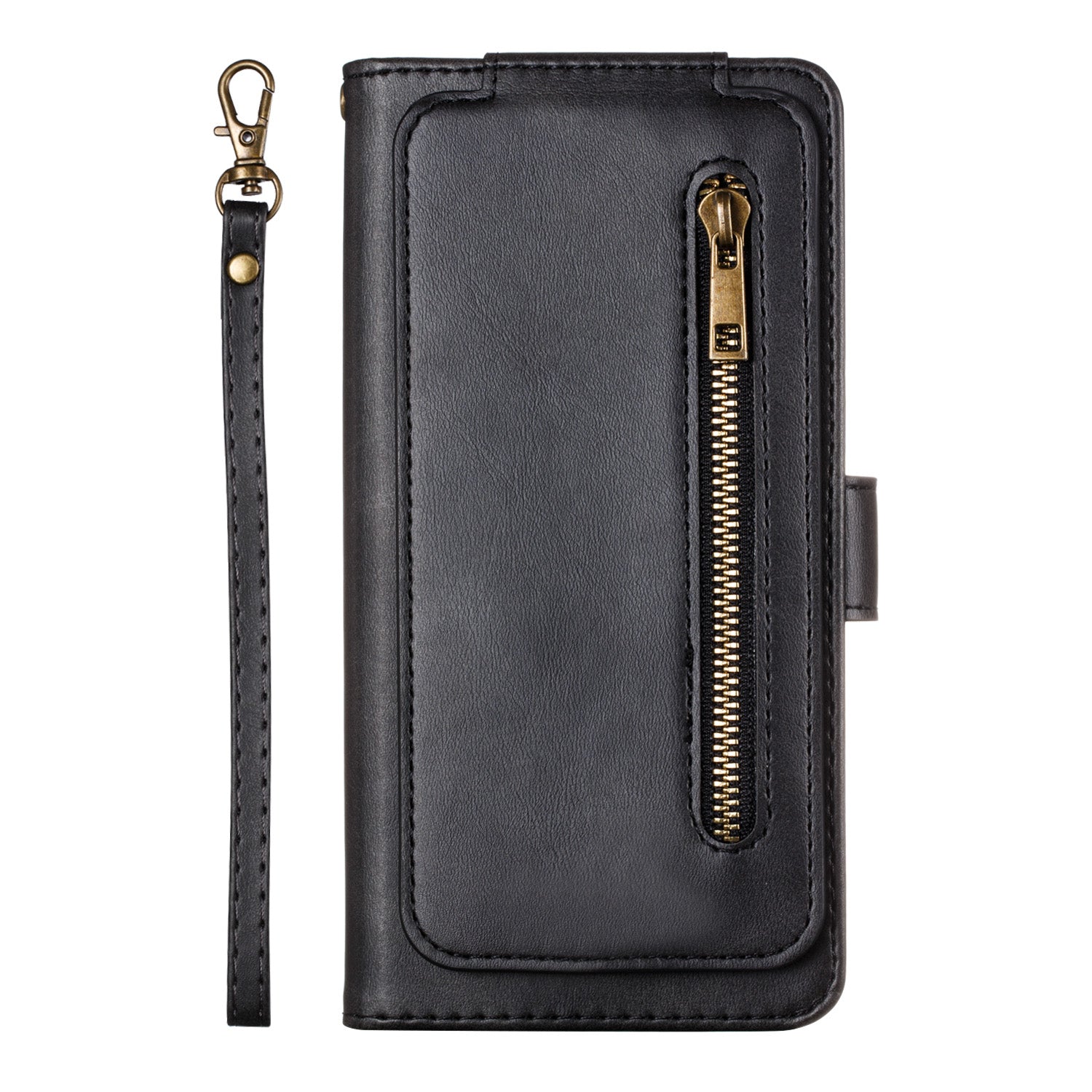 Stylish Zipper Pocket 9 Card Slots Leather Wallet Shell Case for Samsung Galaxy S20 Ultra - Black