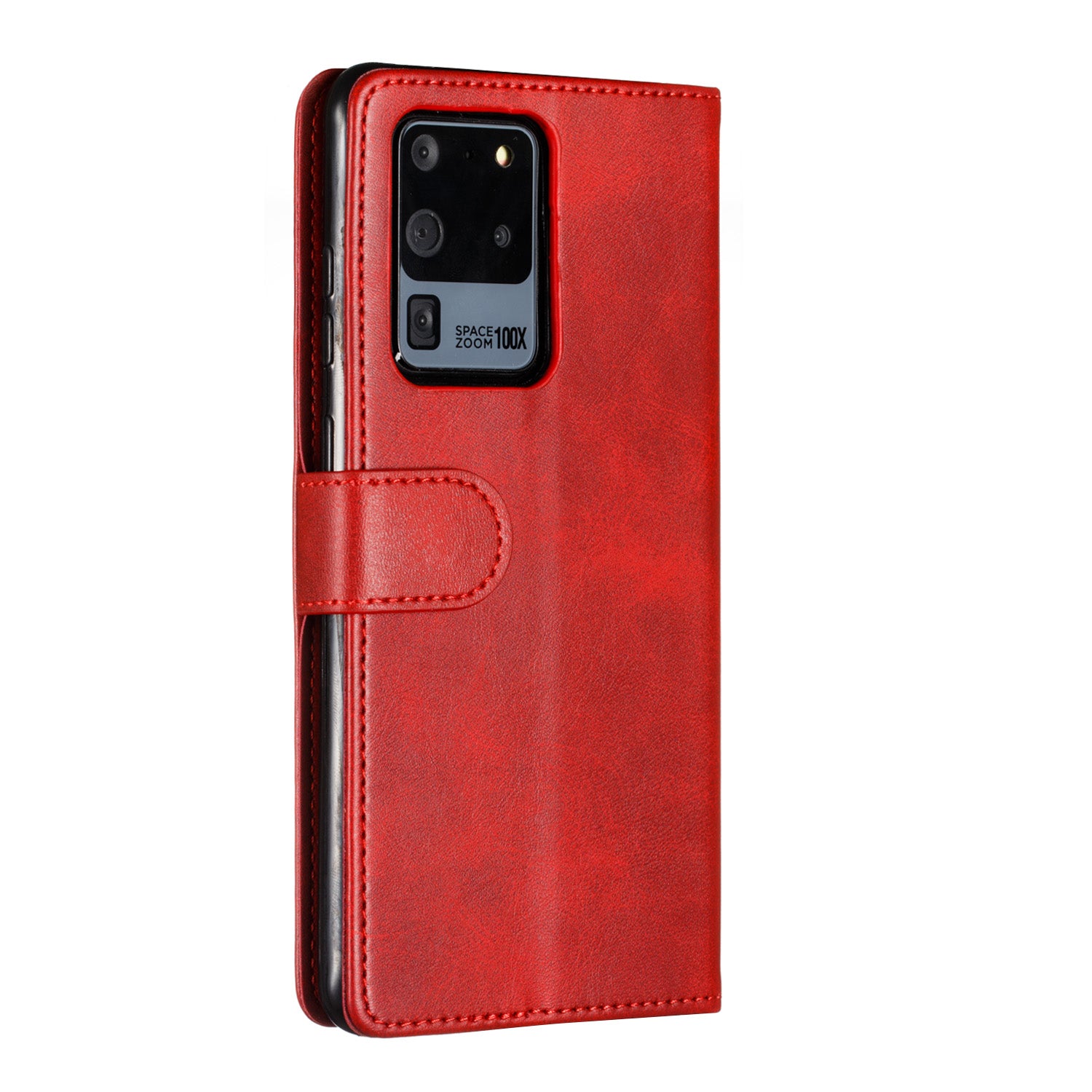 Stylish Zipper Pocket 9 Card Slots Leather Wallet Shell Case for Samsung Galaxy S20 Ultra - Red