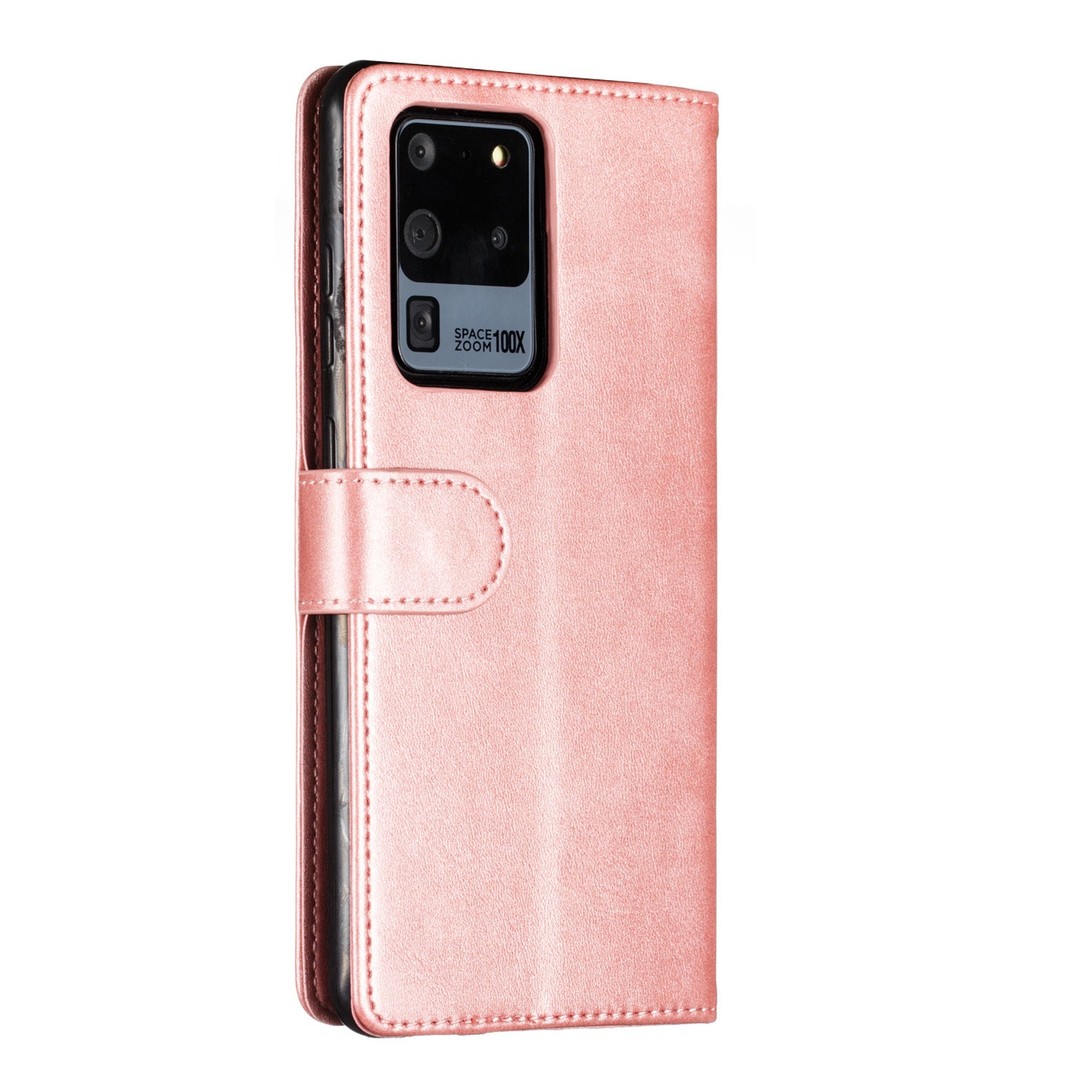 Stylish Zipper Pocket 9 Card Slots Leather Wallet Shell Case for Samsung Galaxy S20 Ultra - Rose Gold