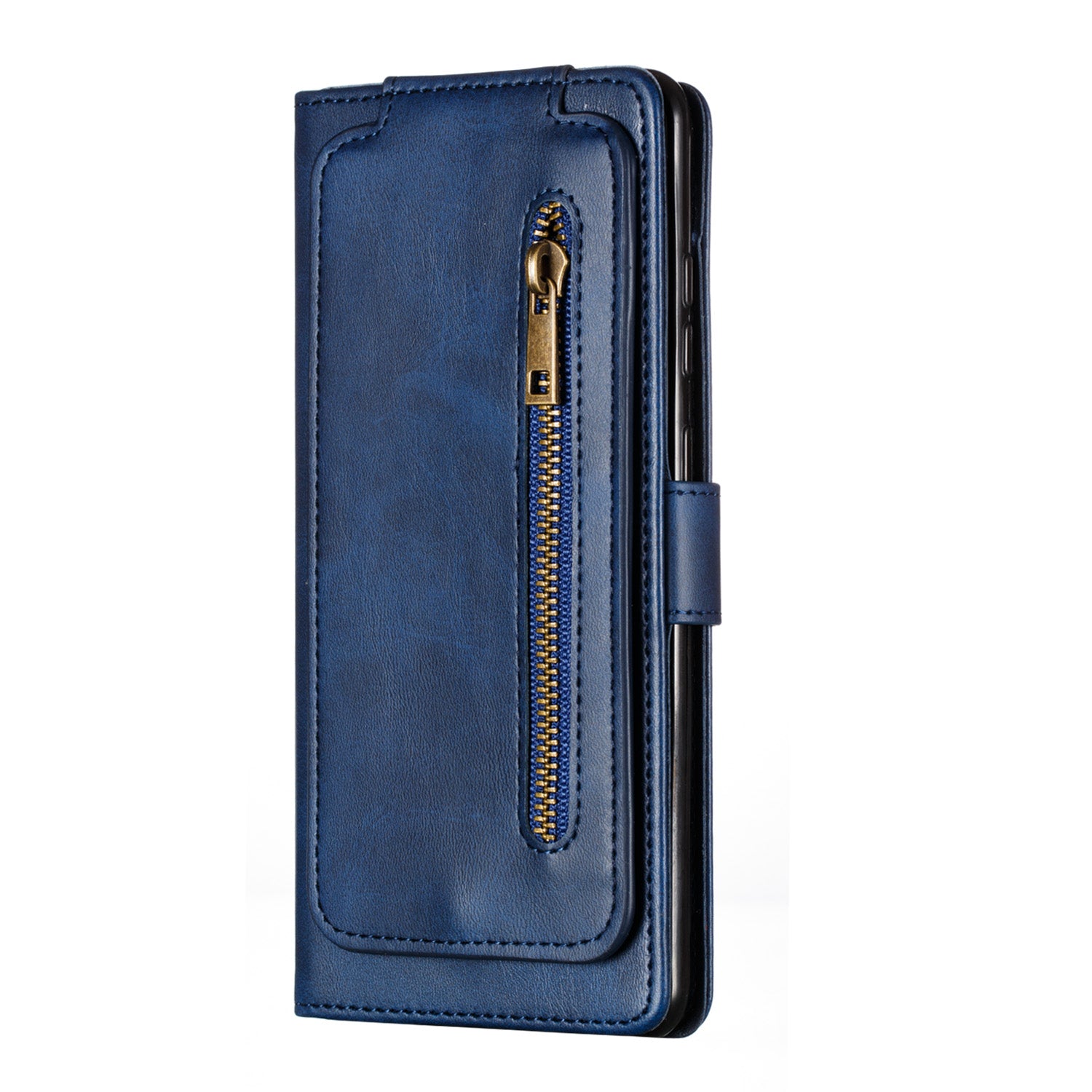 Stylish Zipper Pocket 9 Card Slots Leather Wallet Shell Case for Samsung Galaxy S20 Ultra - Blue