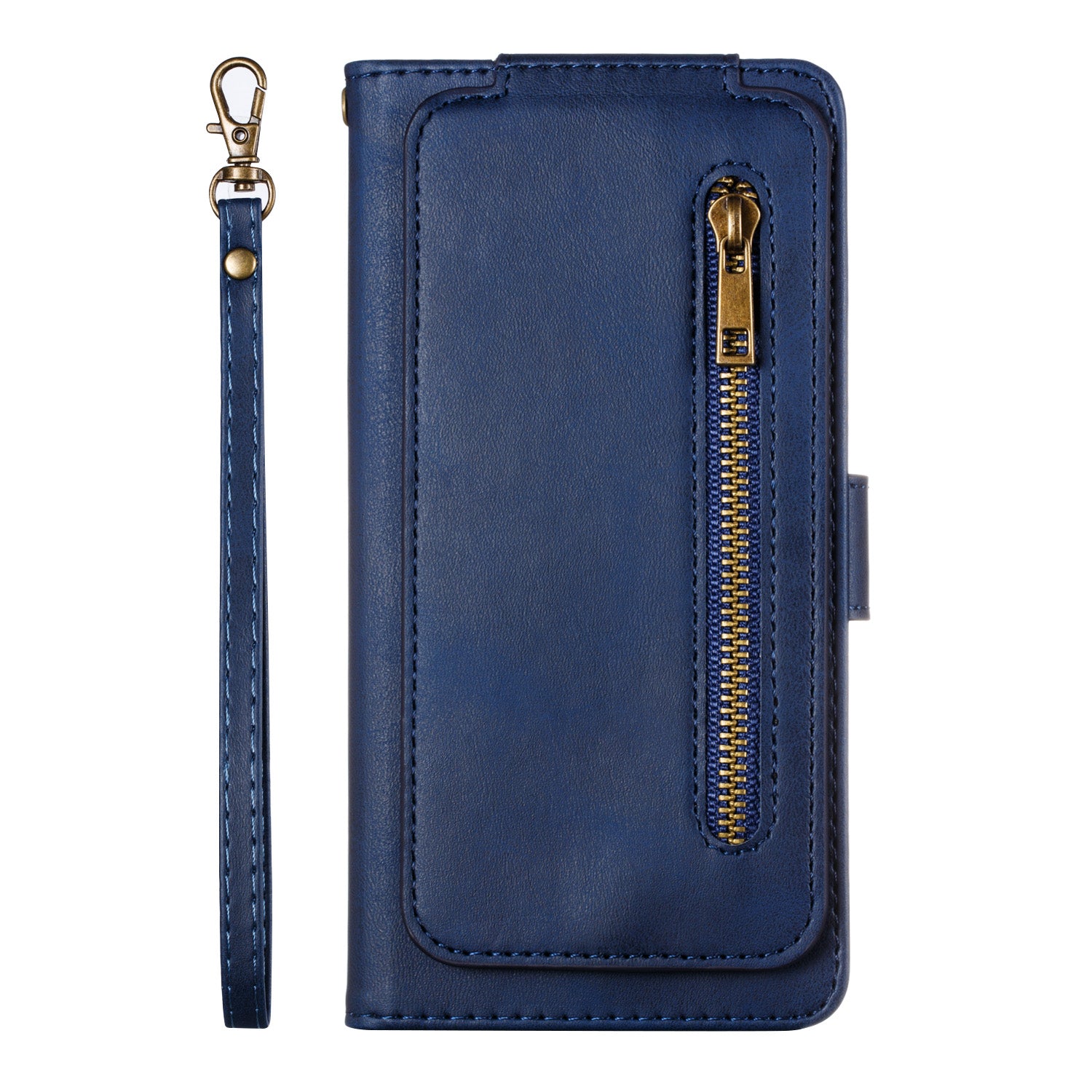 Zipper Pocket 9 Card Slots Leather Wallet Case for Samsung Galaxy S20 4G/S20 5G - Blue