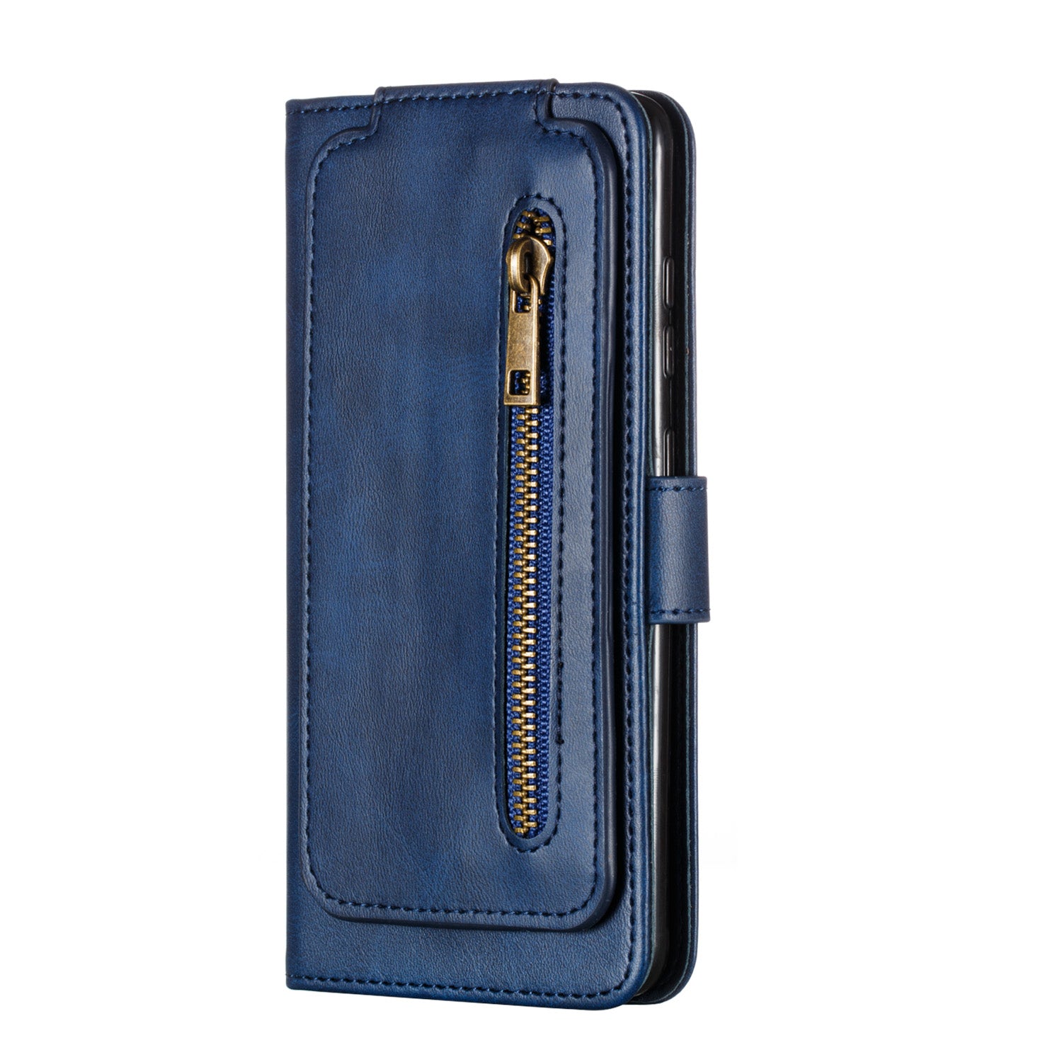 Zipper Pocket 9 Card Slots Leather Wallet Case for Samsung Galaxy S20 4G/S20 5G - Blue