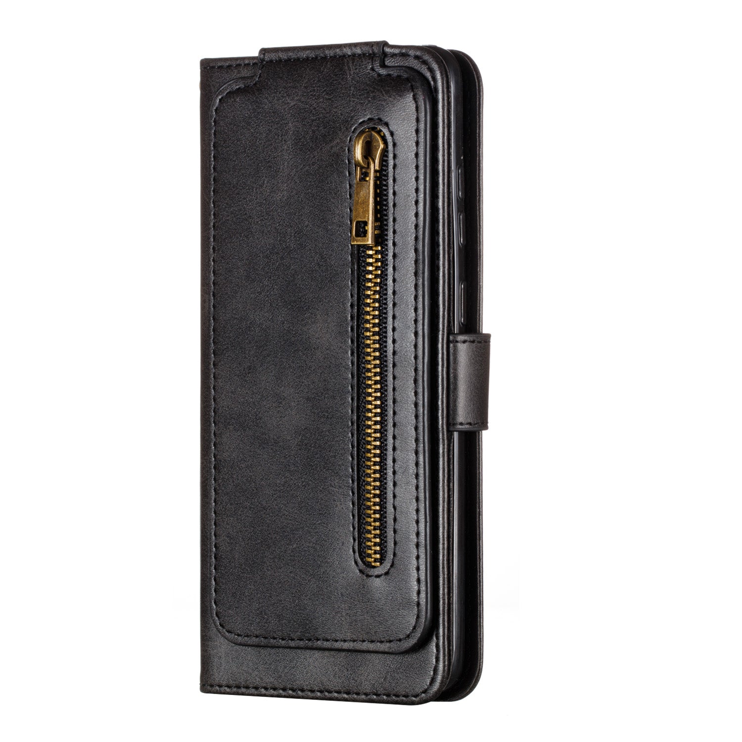 Zipper Pocket 9 Card Slots Leather Wallet Case for Samsung Galaxy S20 Plus / S20 Plus 5G - Black