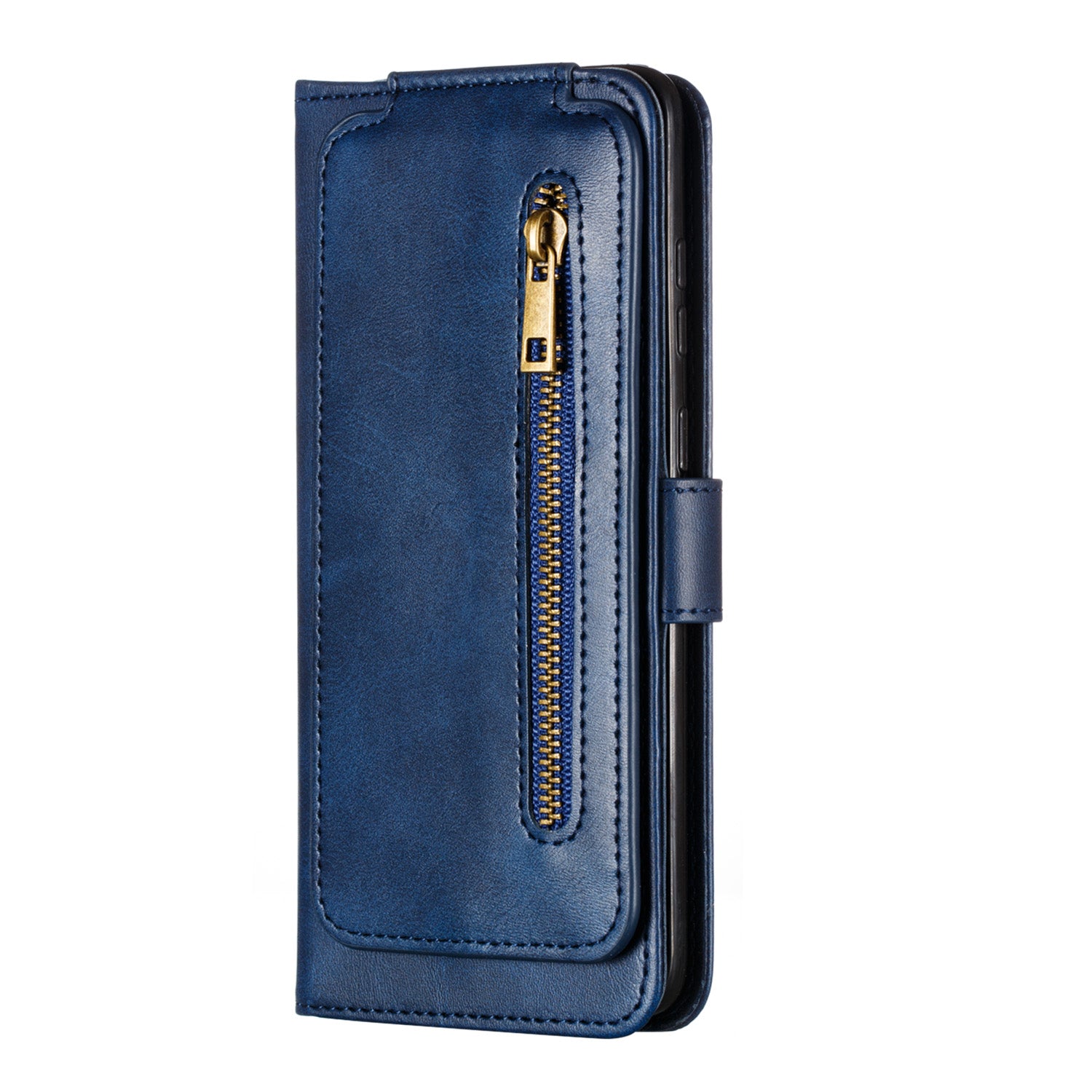 Zipper Pocket 9 Card Slots Leather Wallet Case for Samsung Galaxy S20 Plus / S20 Plus 5G - Blue