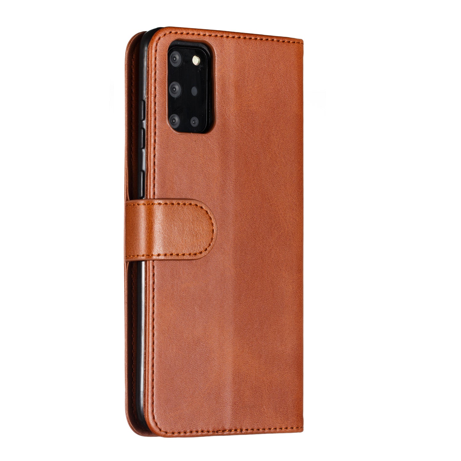 Zipper Pocket 9 Card Slots Leather Wallet Case for Samsung Galaxy S20 Plus / S20 Plus 5G - Brown