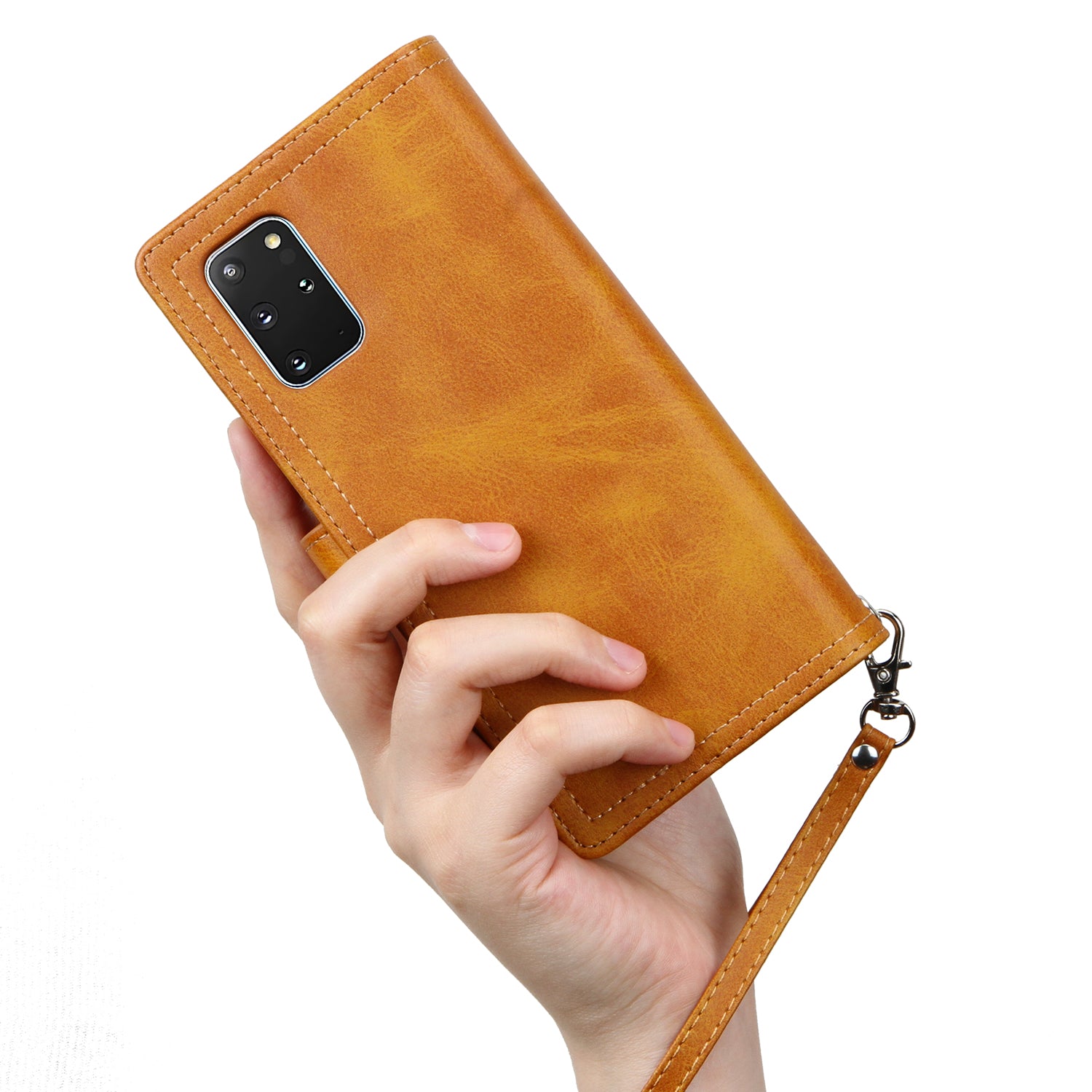 Multiple Card Slots Leather Shell Case for Samsung Galaxy S20 Plus - Brown