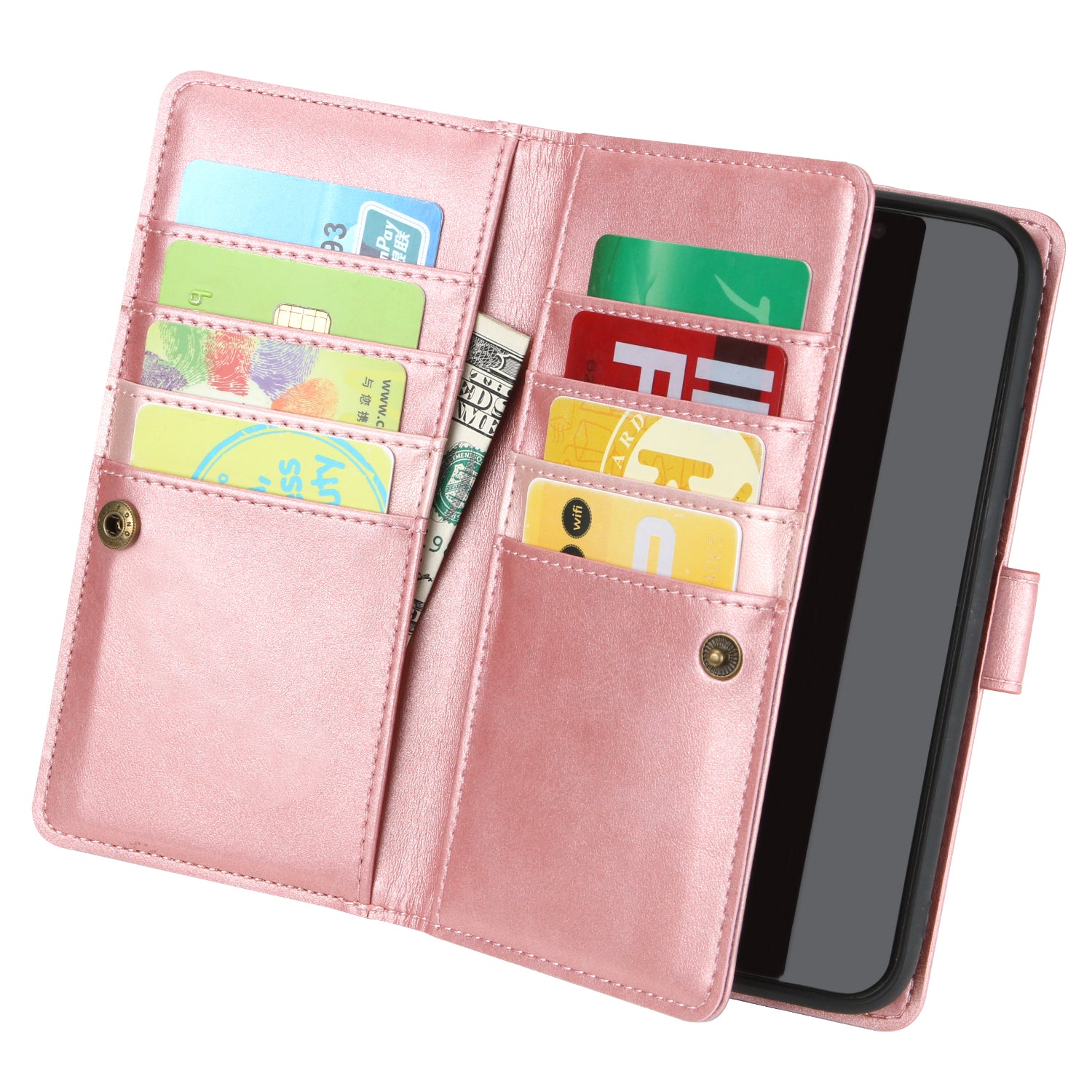 Multiple Card Slots Leather Shell Case for Samsung Galaxy S20 Plus - Rose Gold