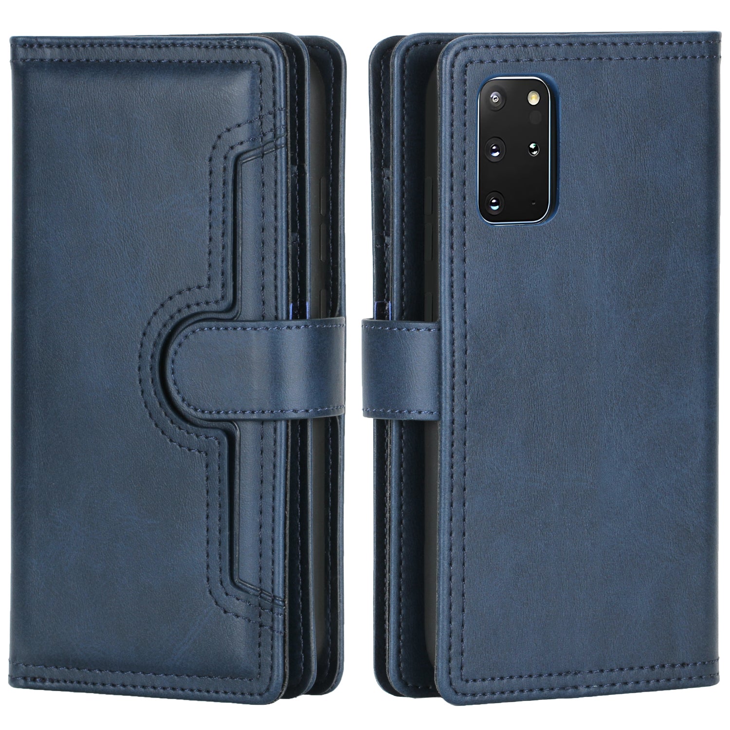 Multiple Card Slots Leather Shell Case for Samsung Galaxy S20 Plus - Blue