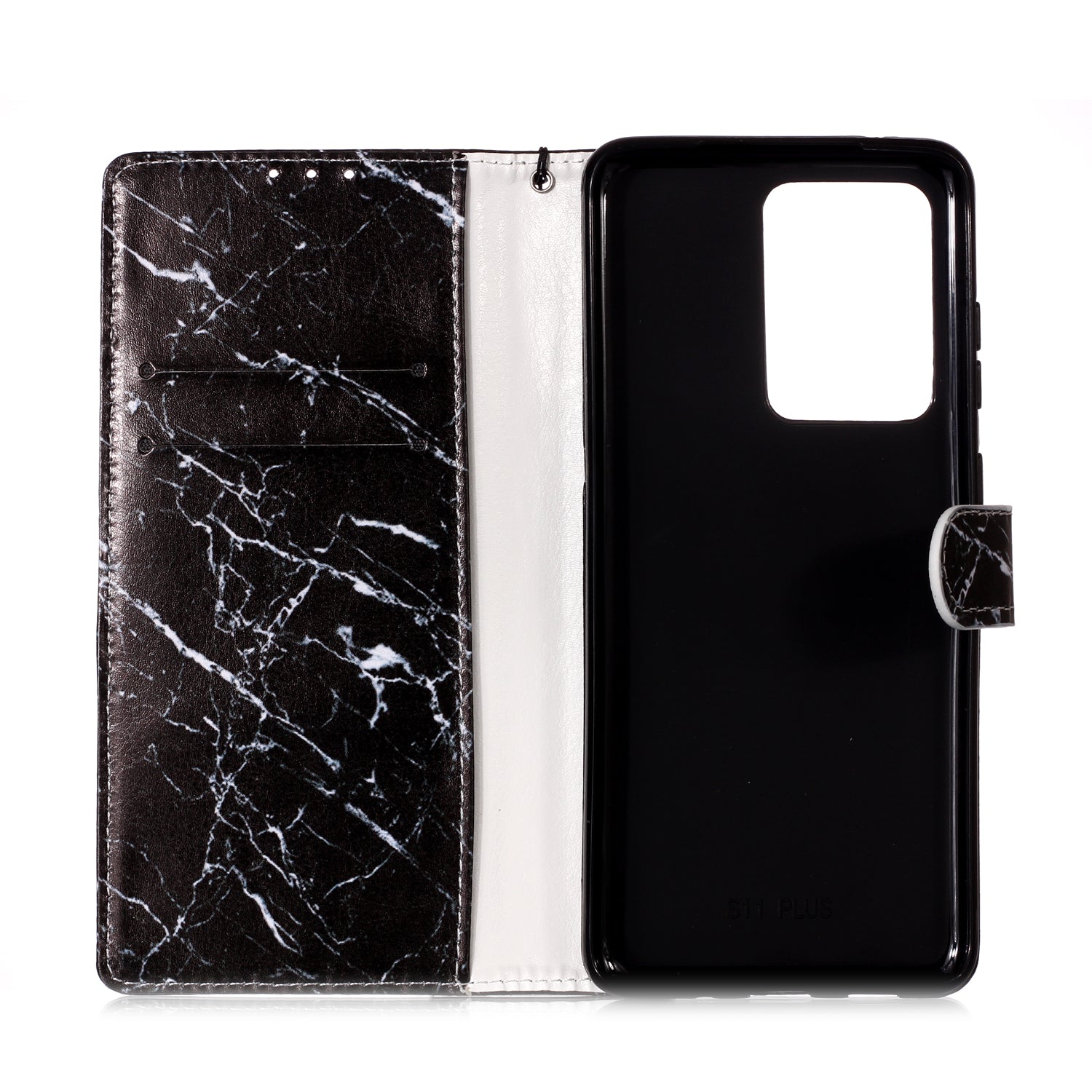 New Pattern Printing Leather Wallet Stand Phone Case for Samsung Galaxy S20 Ultra - Black Marble Grain