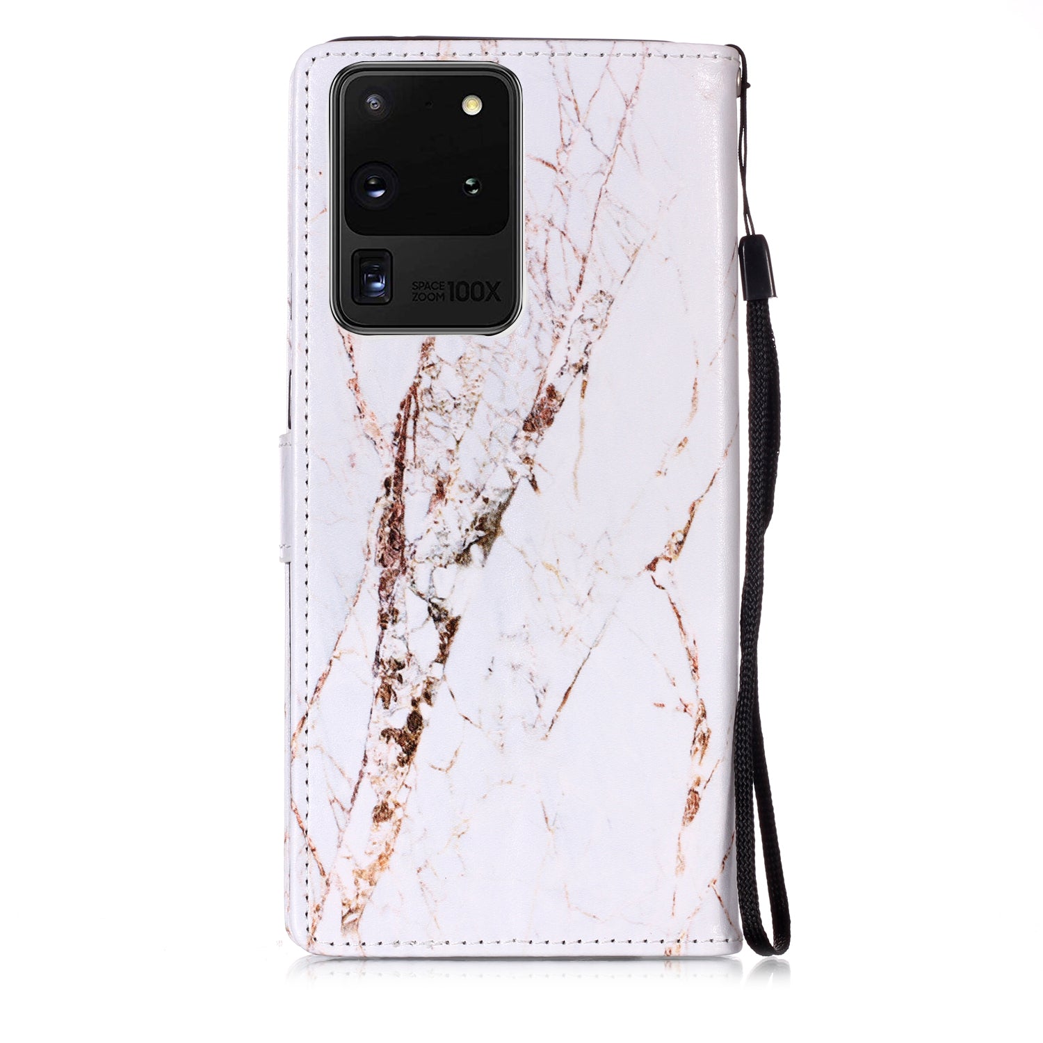 New Pattern Printing Leather Wallet Stand Phone Case for Samsung Galaxy S20 Ultra - Brown Marble Grain