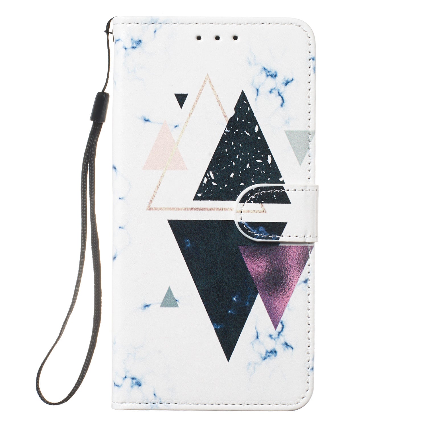 New Pattern Printing Leather Wallet Stand Phone Case for Samsung Galaxy S20 Ultra - Triangle Pattern