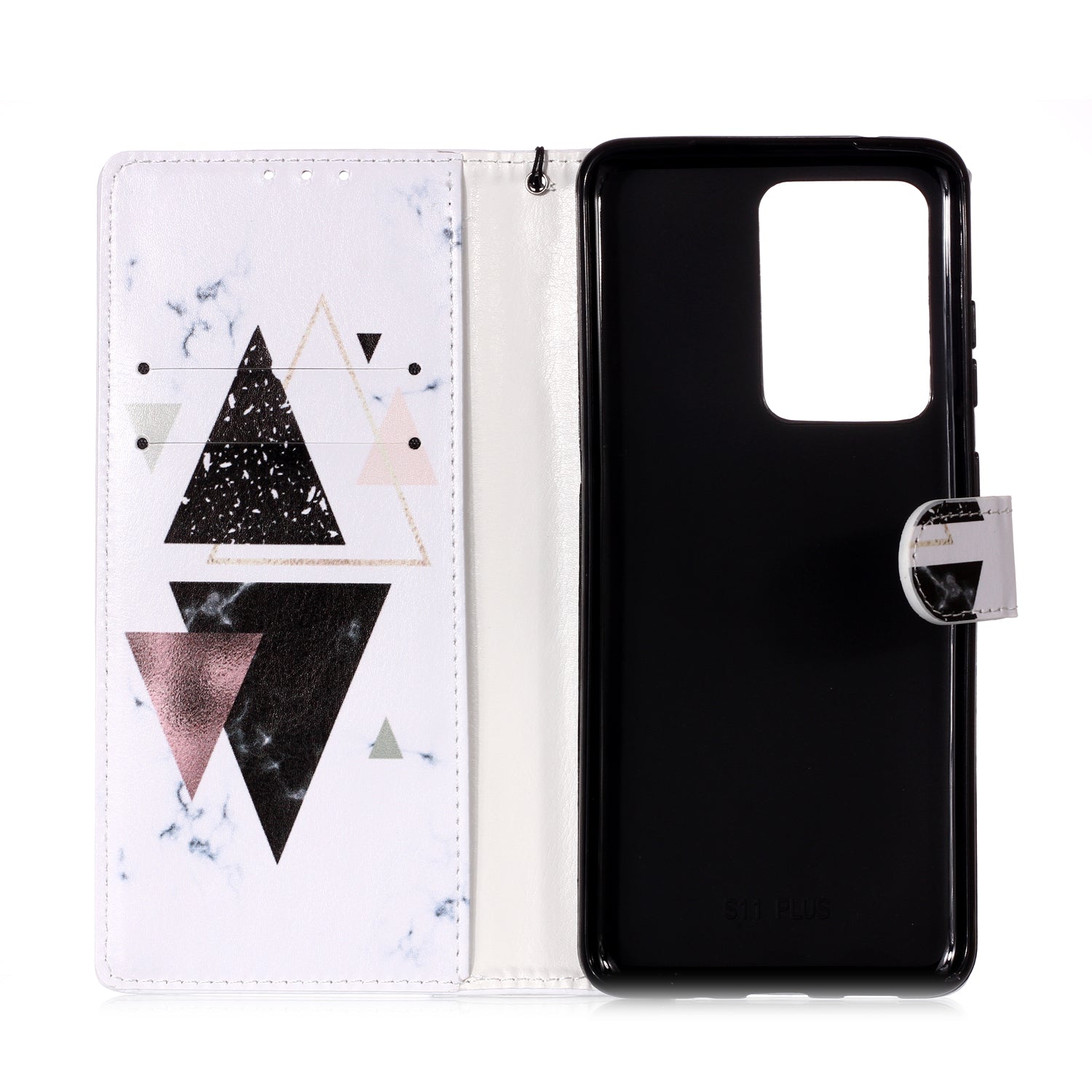 New Pattern Printing Leather Wallet Stand Phone Case for Samsung Galaxy S20 Ultra - Triangle Pattern