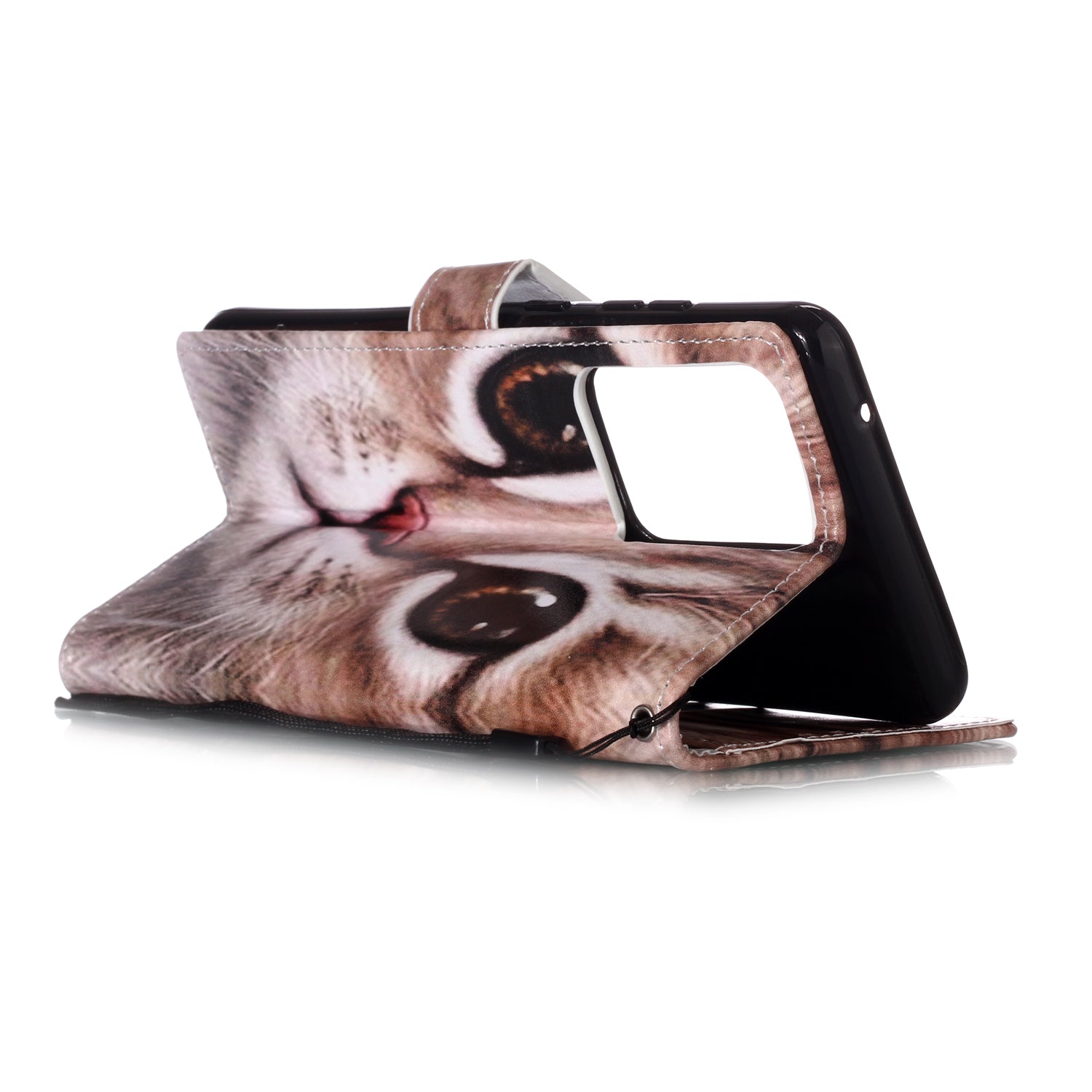 New Pattern Printing Leather Wallet Stand Phone Case for Samsung Galaxy S20 Ultra - Cat